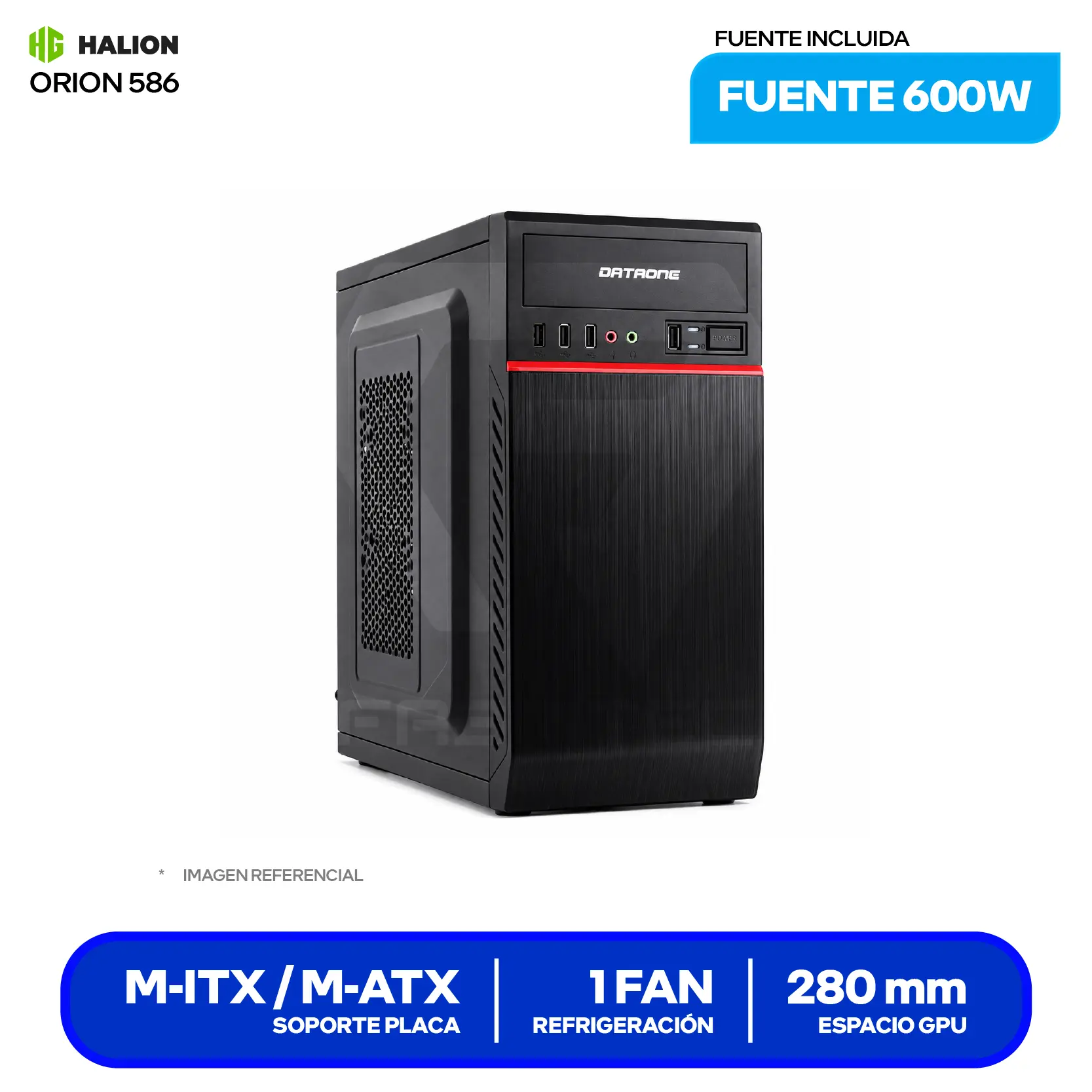 Case Halion DataOne Orion 586 (ORION 586) Fuente de 600W, 1 fan