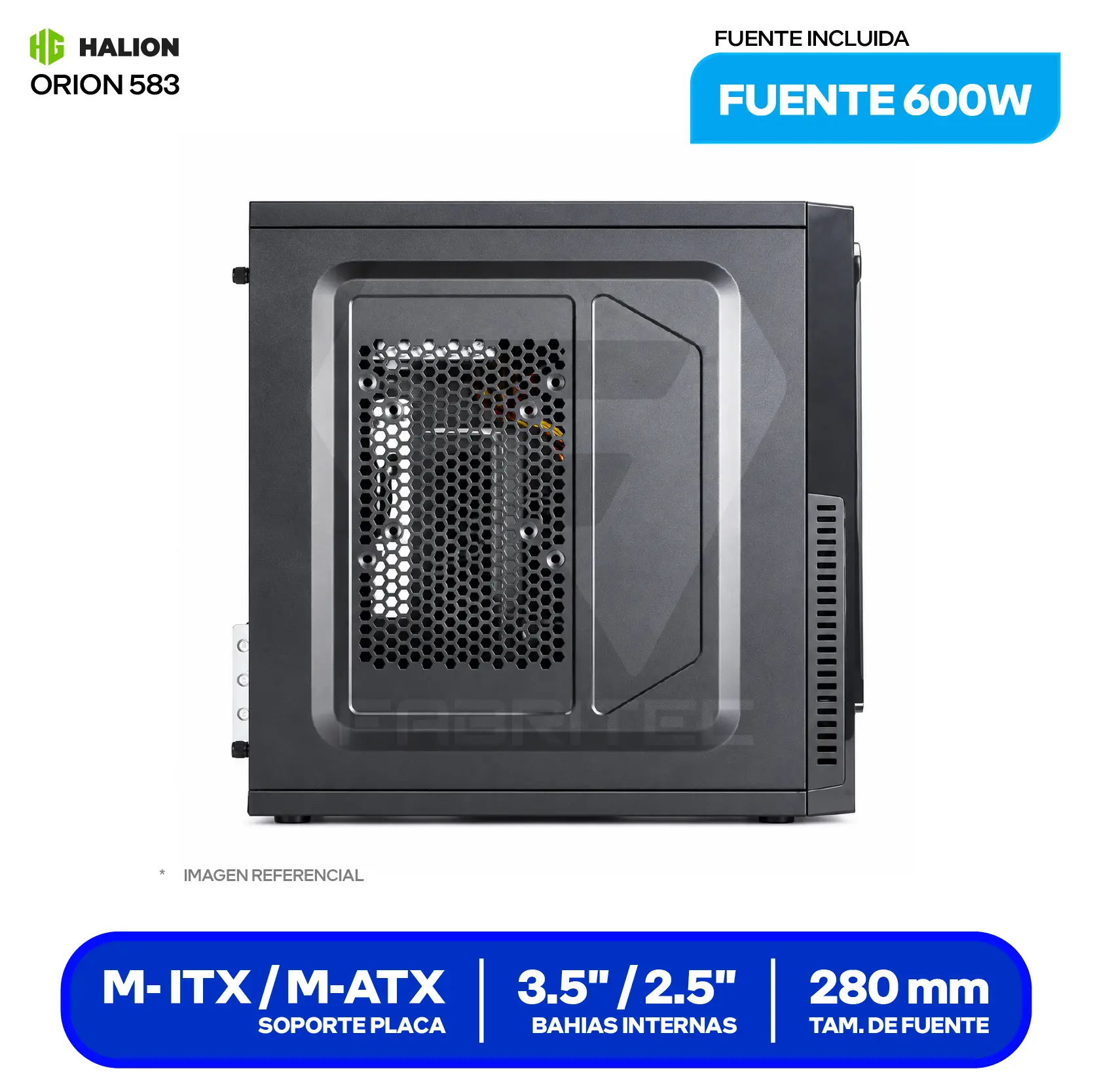 Case Halion DataOne Orion 583 (ORION 583) Fuente de 600W, 1 fan