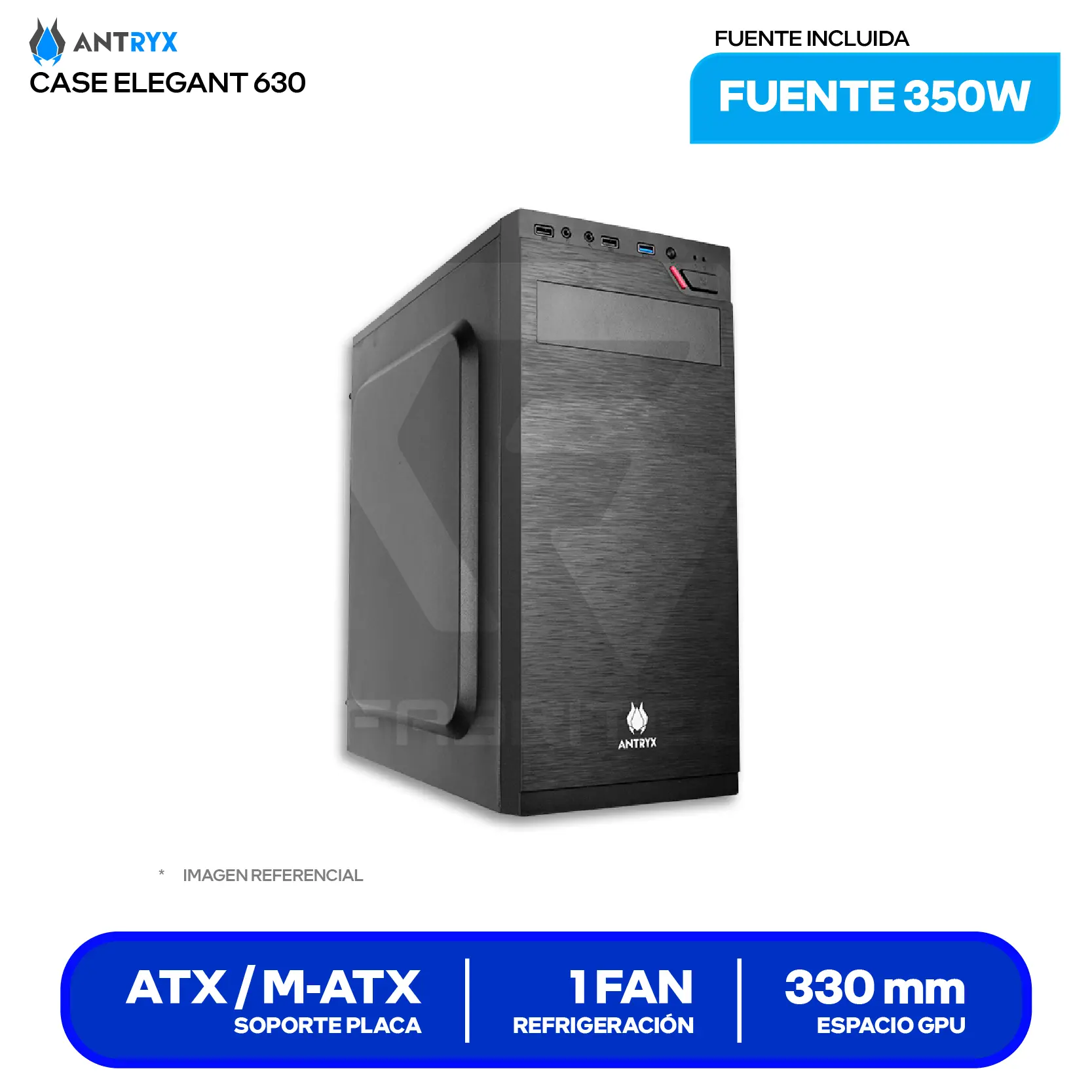 Case Antryx Elegant 630 (AC-E630-350CP) Con fuente, 1 fan