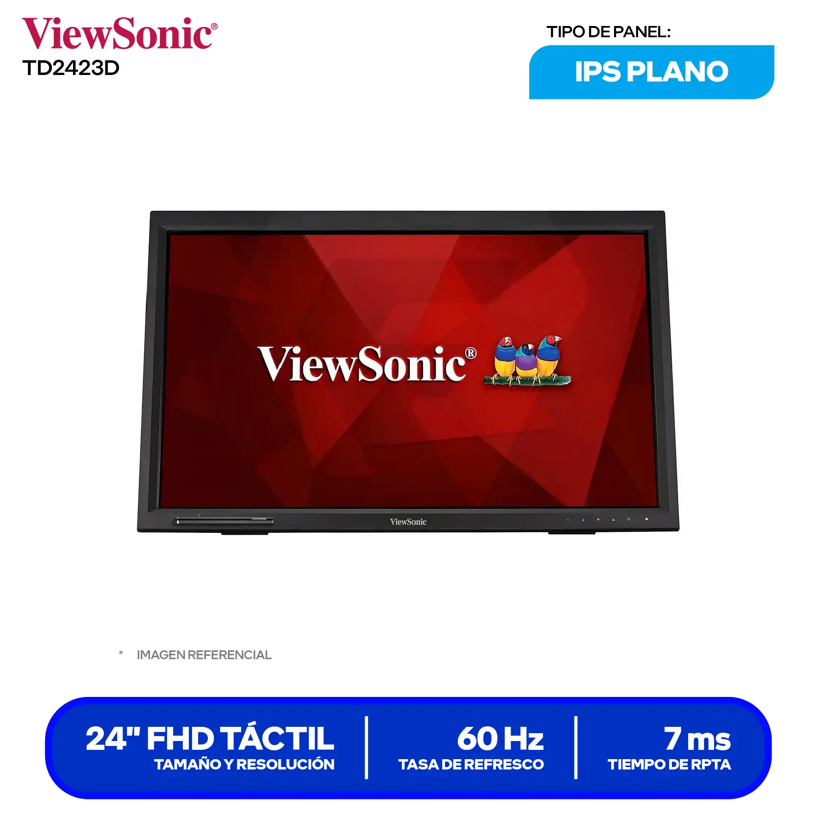 ViewSonic TD2423D 24" (VS18588) FHD, 7ms, Con parlante