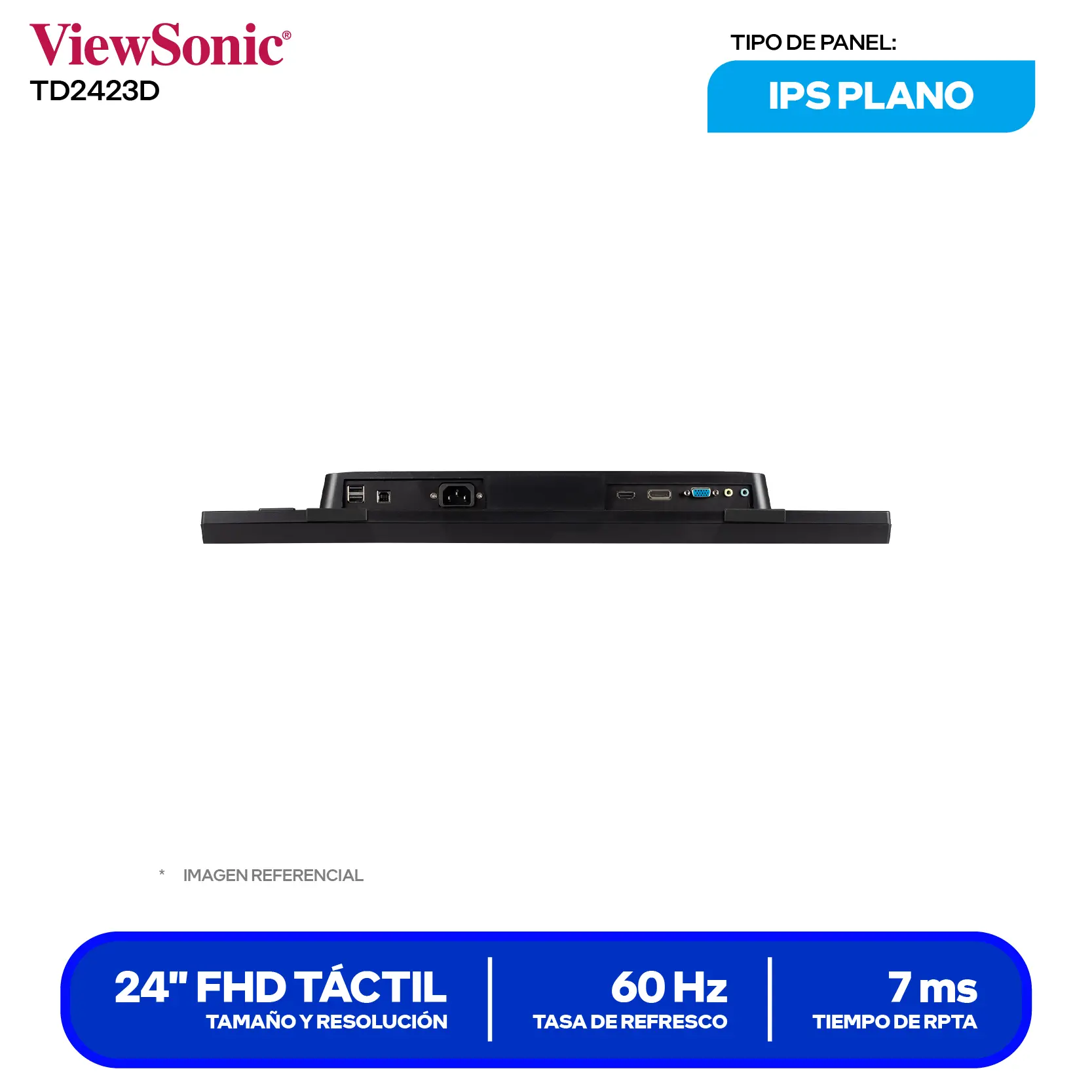 ViewSonic TD2423D 24" (VS18588) FHD, 7ms, Con parlante