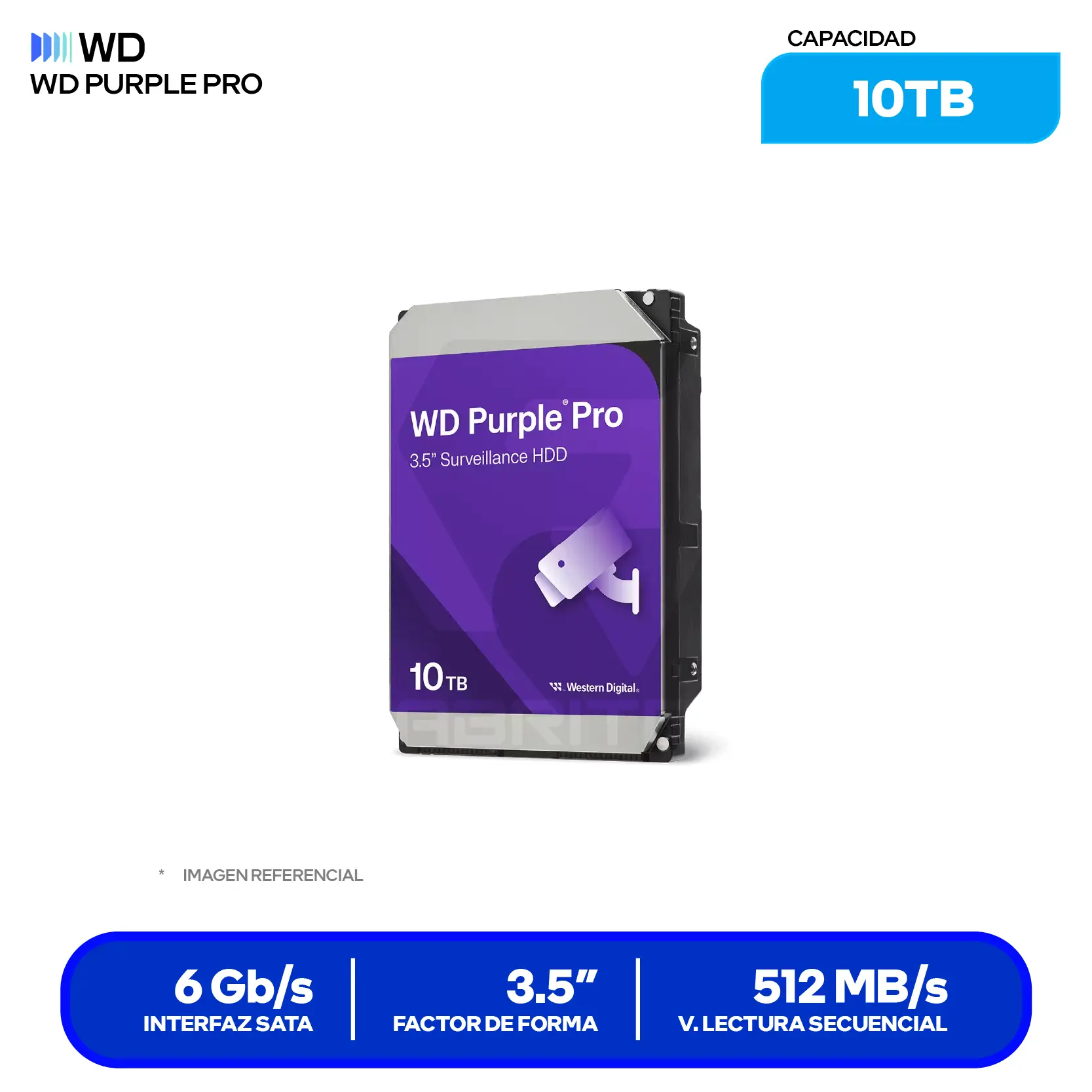 Disco Duro Externo Toshiba Canvio Basics 10TB (WD102PURP) 3.5" SATA, 7200 RPM, 512MB