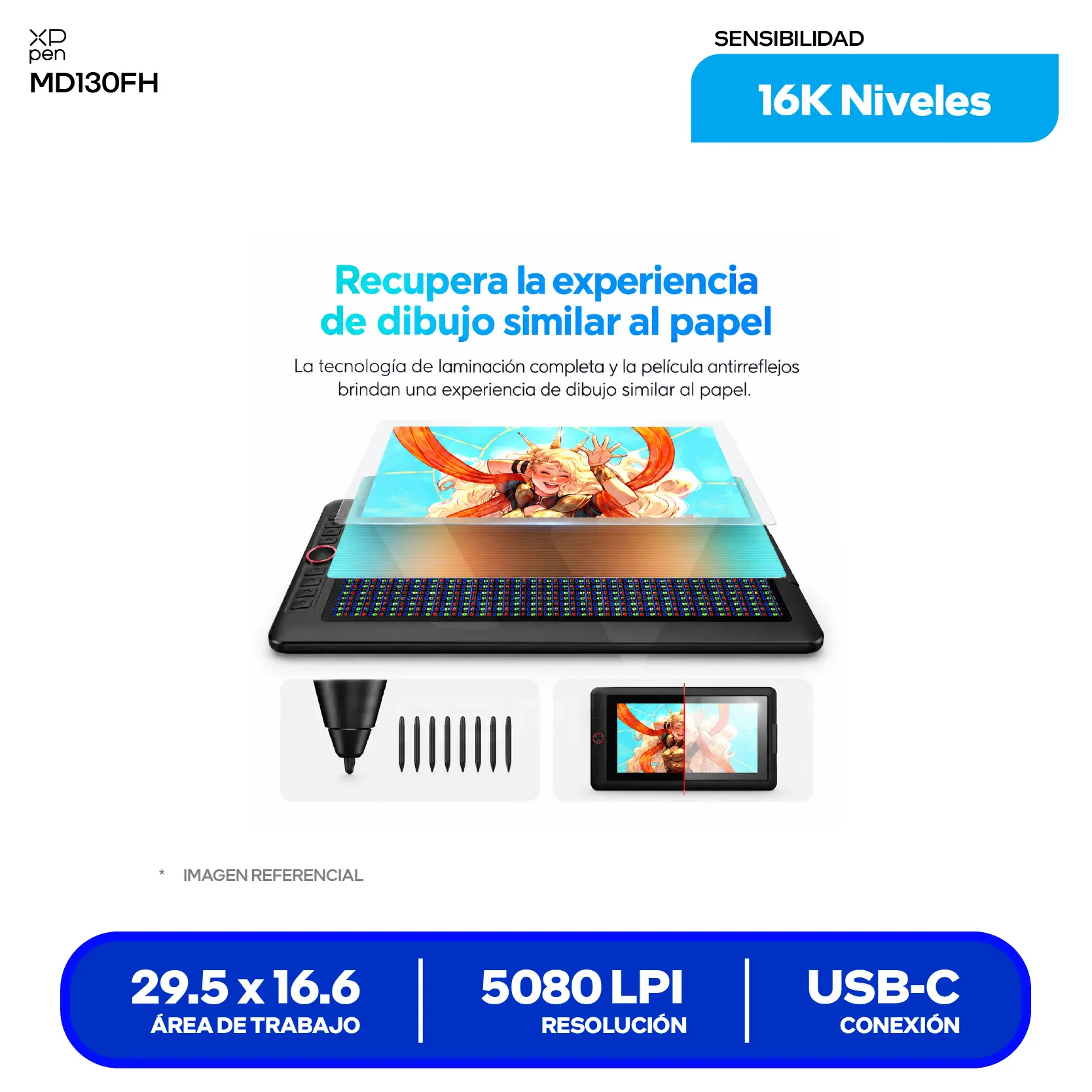 Tableta Gráfica XP-Pen Artist 13.3 Pro V2 13.3" (819040791) FHD, USB-C, Con lápiz