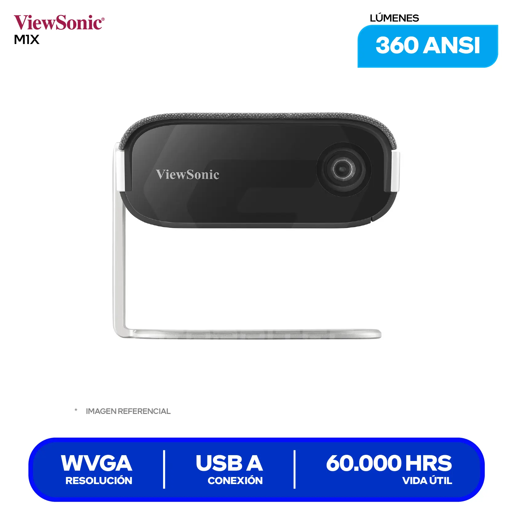 Proyector ViewSonic M1X (VS19530), Ultraportátil LED, Altavoces Harman Kardon, Batería de 4 Horas