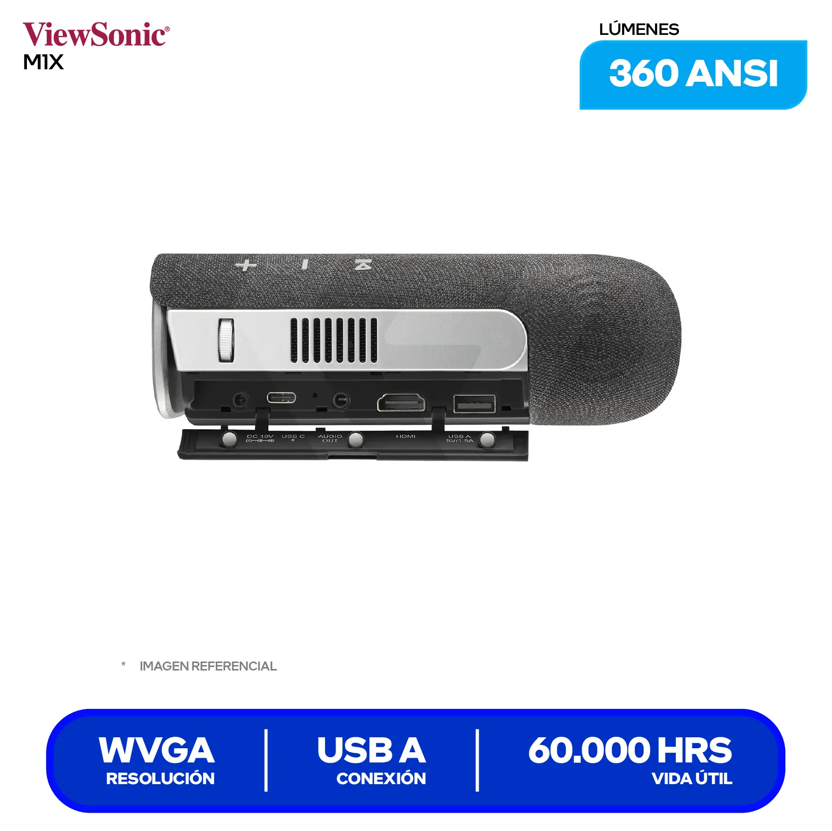Proyector ViewSonic M1X (VS19530), Ultraportátil LED, Altavoces Harman Kardon, Batería de 4 Horas