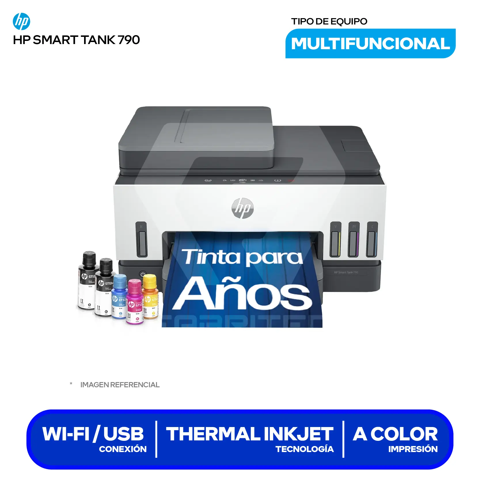 Impresora Multifuncional HP Smart Tank 790 (4WF66A#AKY) Bluetooh, Wi-Fi, USB