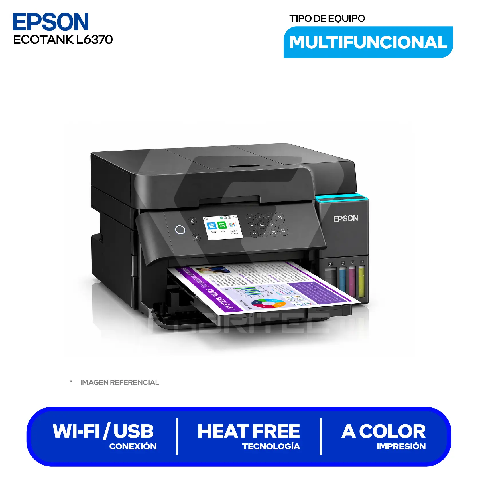 Impresora Multifuncional Epson EcoTank L6370 (C11CL43301) Wi-Fi Dual Band, Ethernet, USB