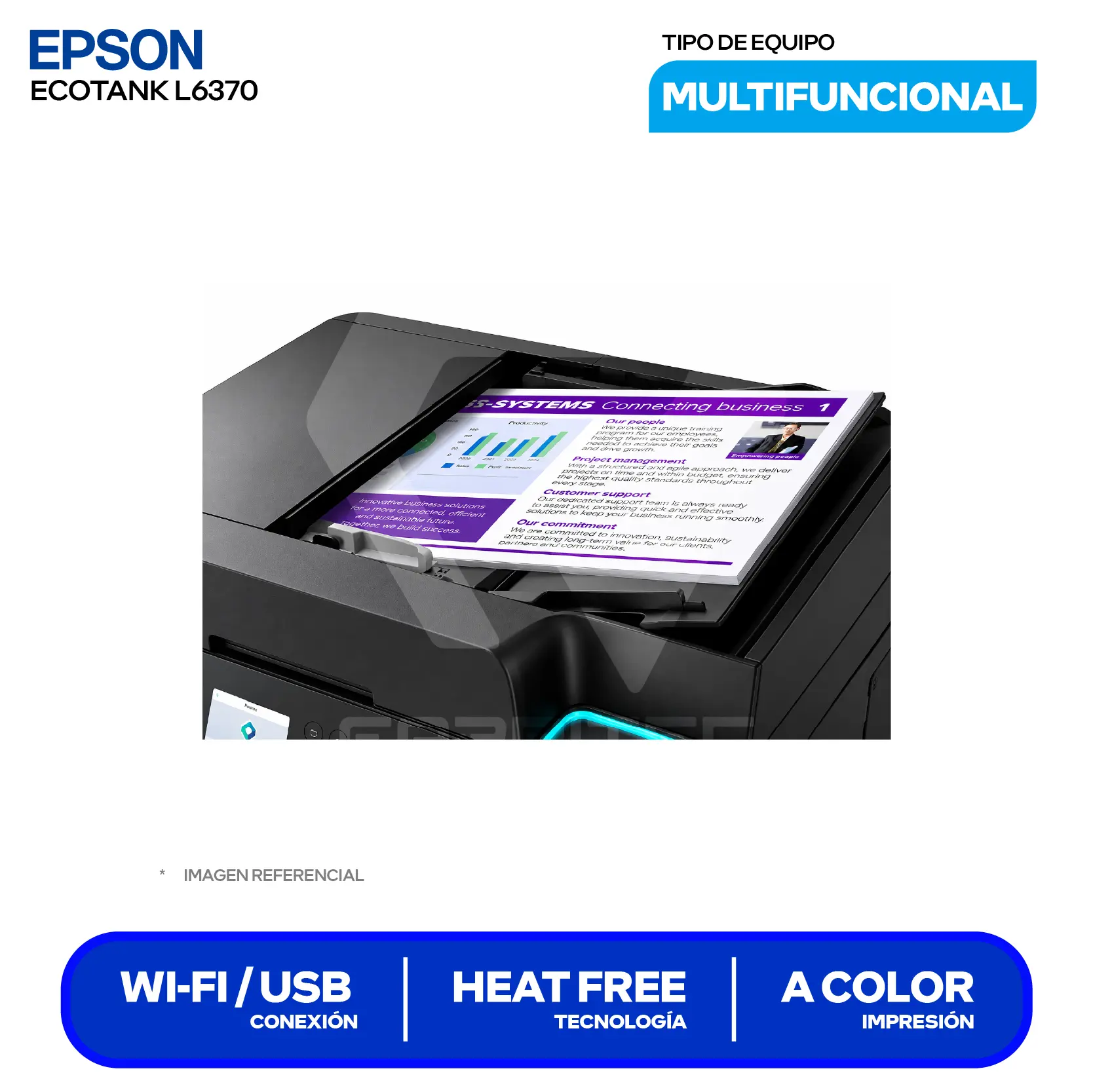 Impresora Multifuncional Epson EcoTank L6370 (C11CL43301) Wi-Fi Dual Band, Ethernet, USB