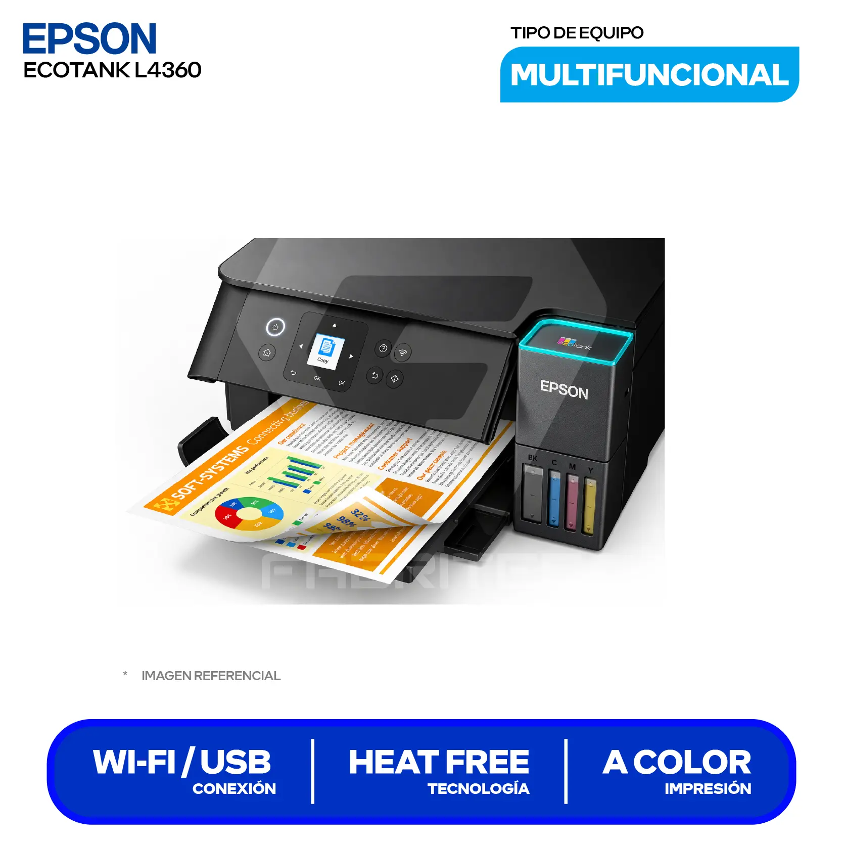 Impresora Multifuncional Epson EcoTank L4360 (C11CL41301) Wi-Fi Dual Band, USB