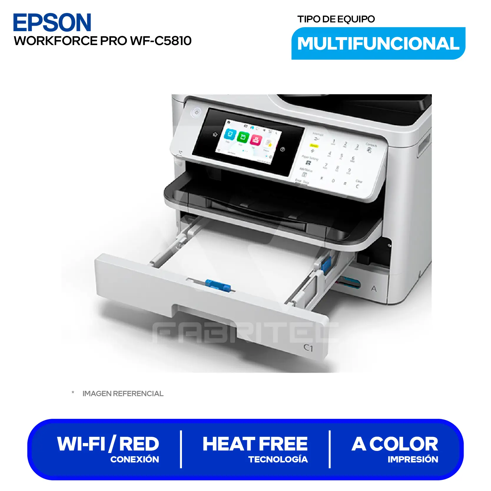 Impresora Multifuncional Epson WorkForce Pro WF-C5810 (C11CK24301) Wi-Fi, USB, Wireless, Red Ethernet
