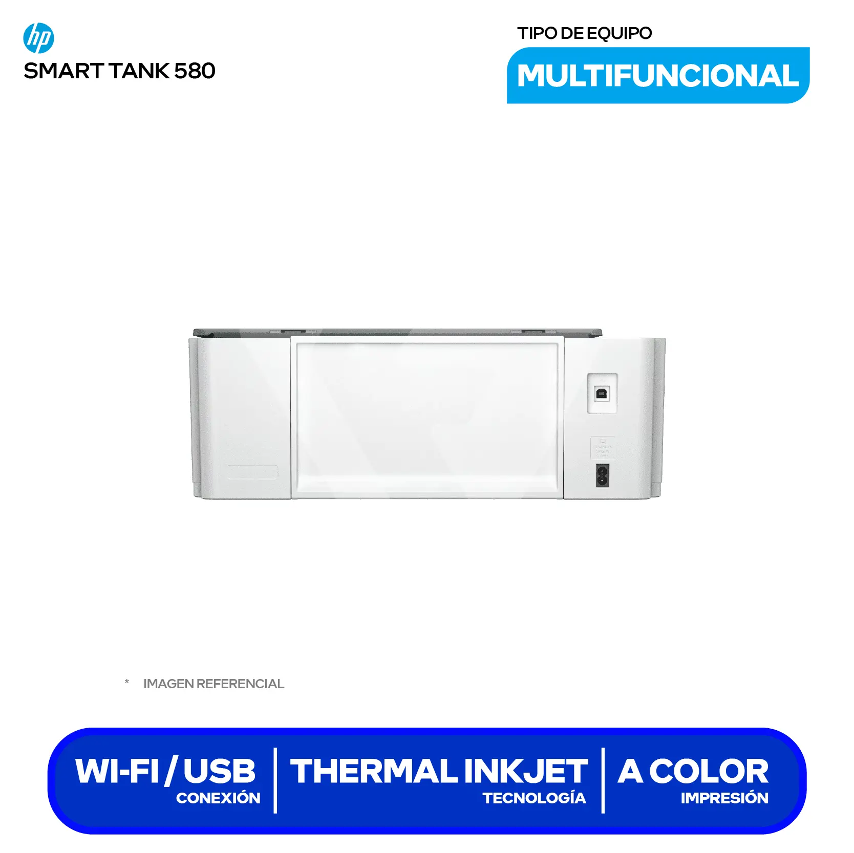 Impresora Multifuncional HP Smart Tank 580 (1F3Y2A#AKY) Bluetooh, Wi-Fi, USB