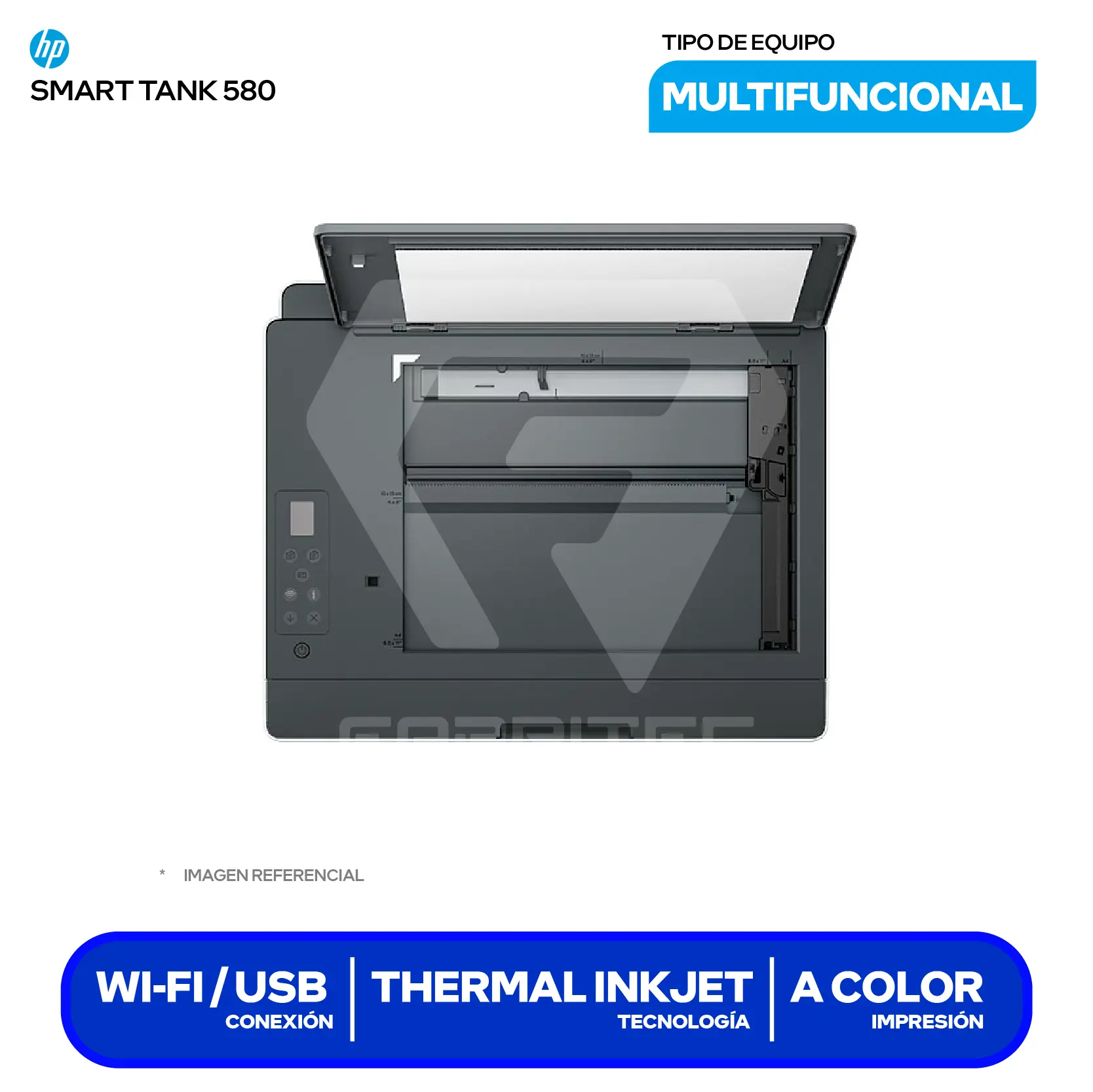 Impresora Multifuncional HP Smart Tank 580 (1F3Y2A#AKY) Bluetooh, Wi-Fi, USB