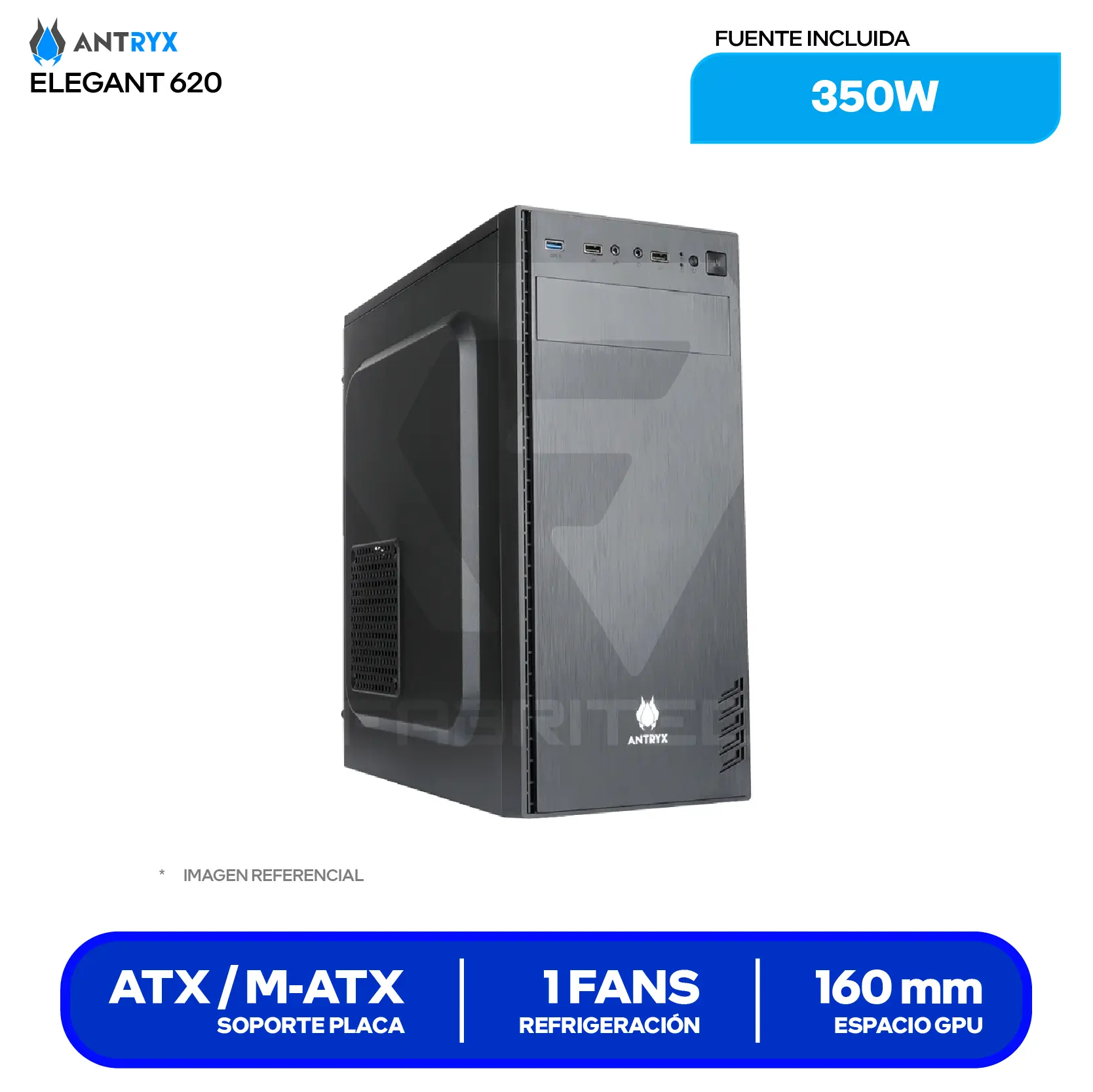 Case Antryx Elegant 620 (AC-E620-350CP) Con Fuente 350W, 1 Fan