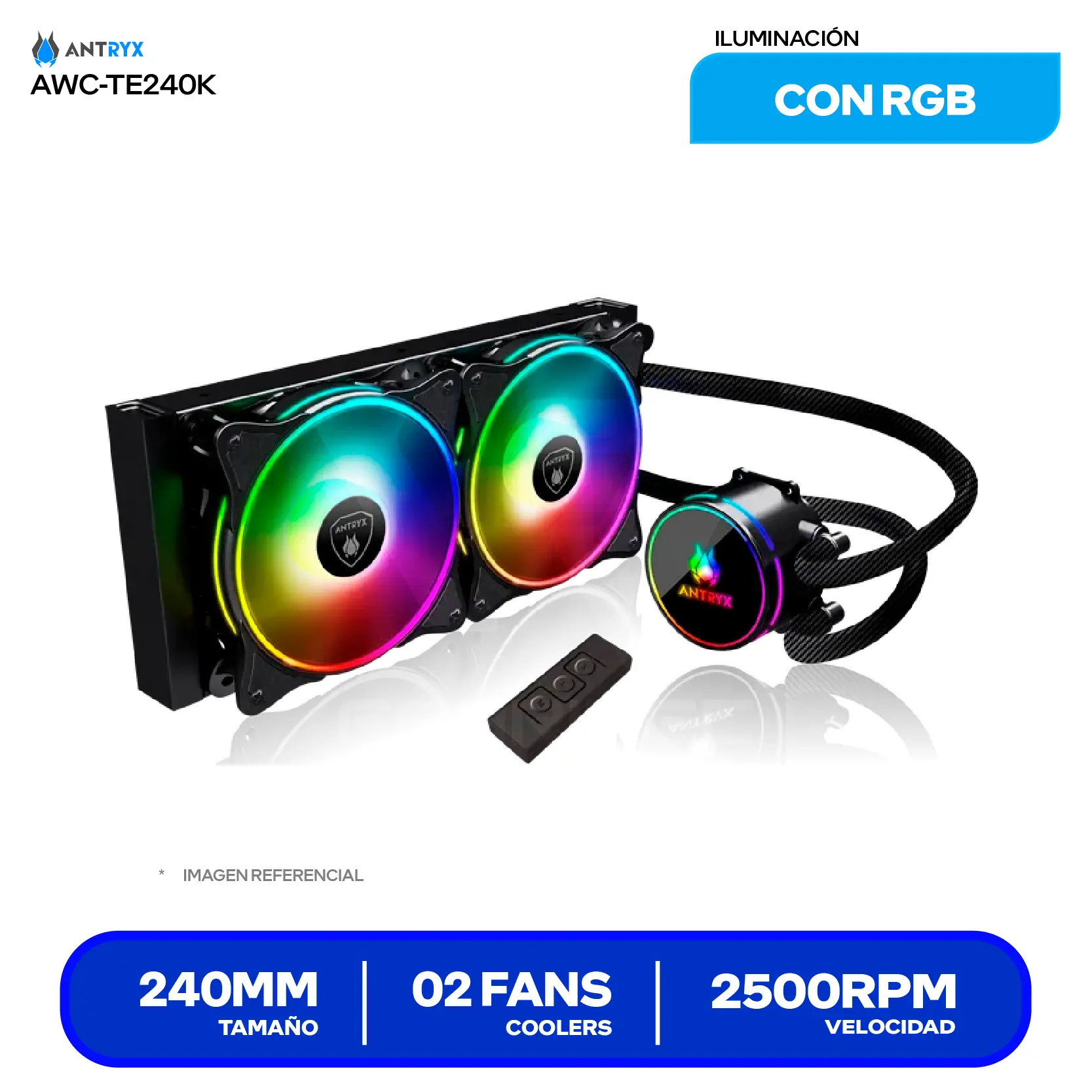 Enfriamiento Líquido Antryx Triton Evo 240 Black (AWC-TE240K) 240mm, ARGB