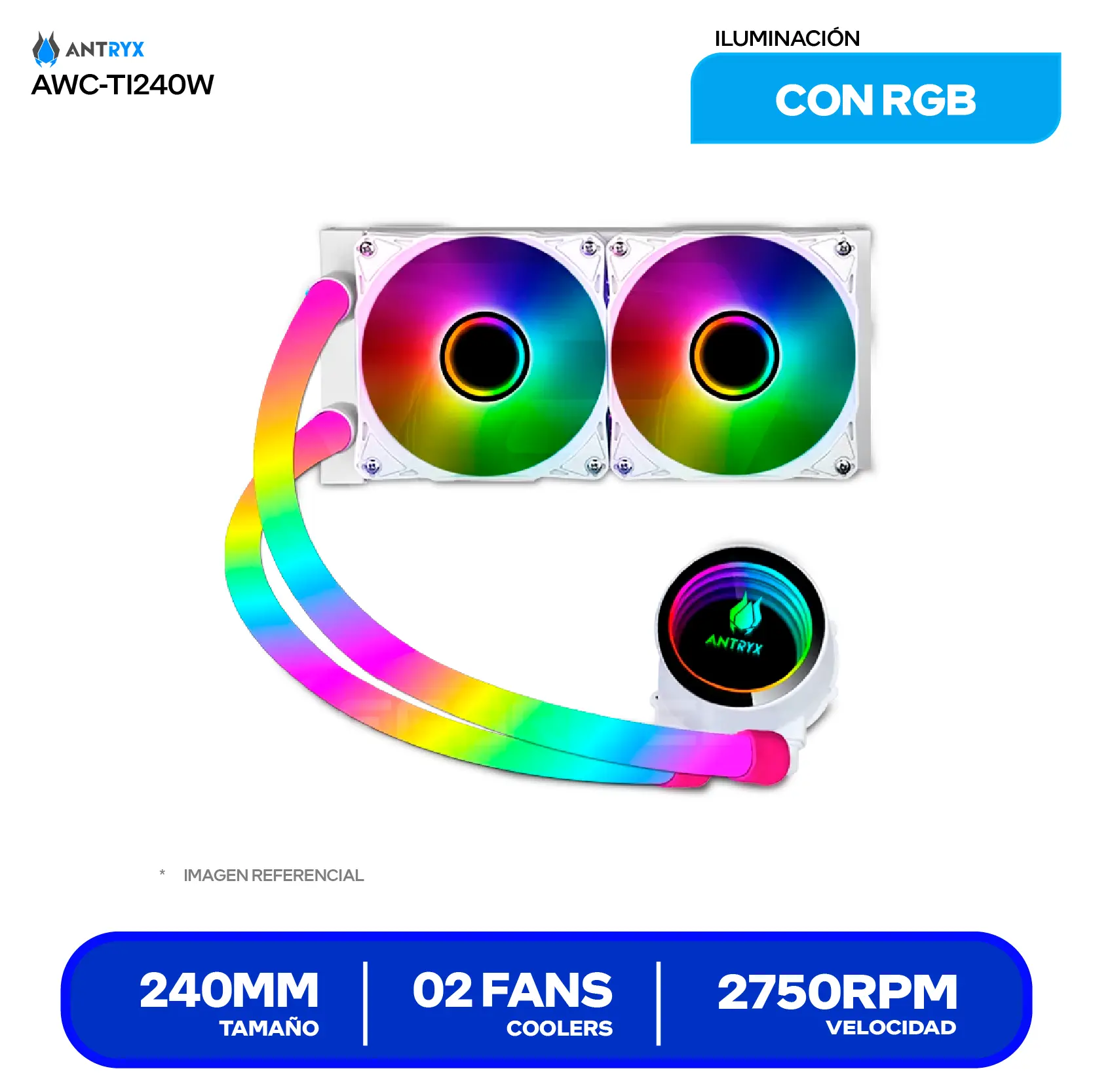 Enfriamiento Líquido Antryx Triton Infinity 240 Blanco (AWC-TI240W) 240mm, ARGB