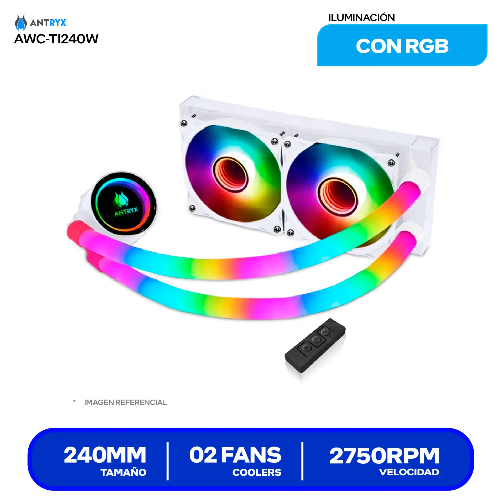 Enfriamiento Líquido Antryx Triton Infinity 240 Blanco (AWC-TI240W) 240mm, ARGB
