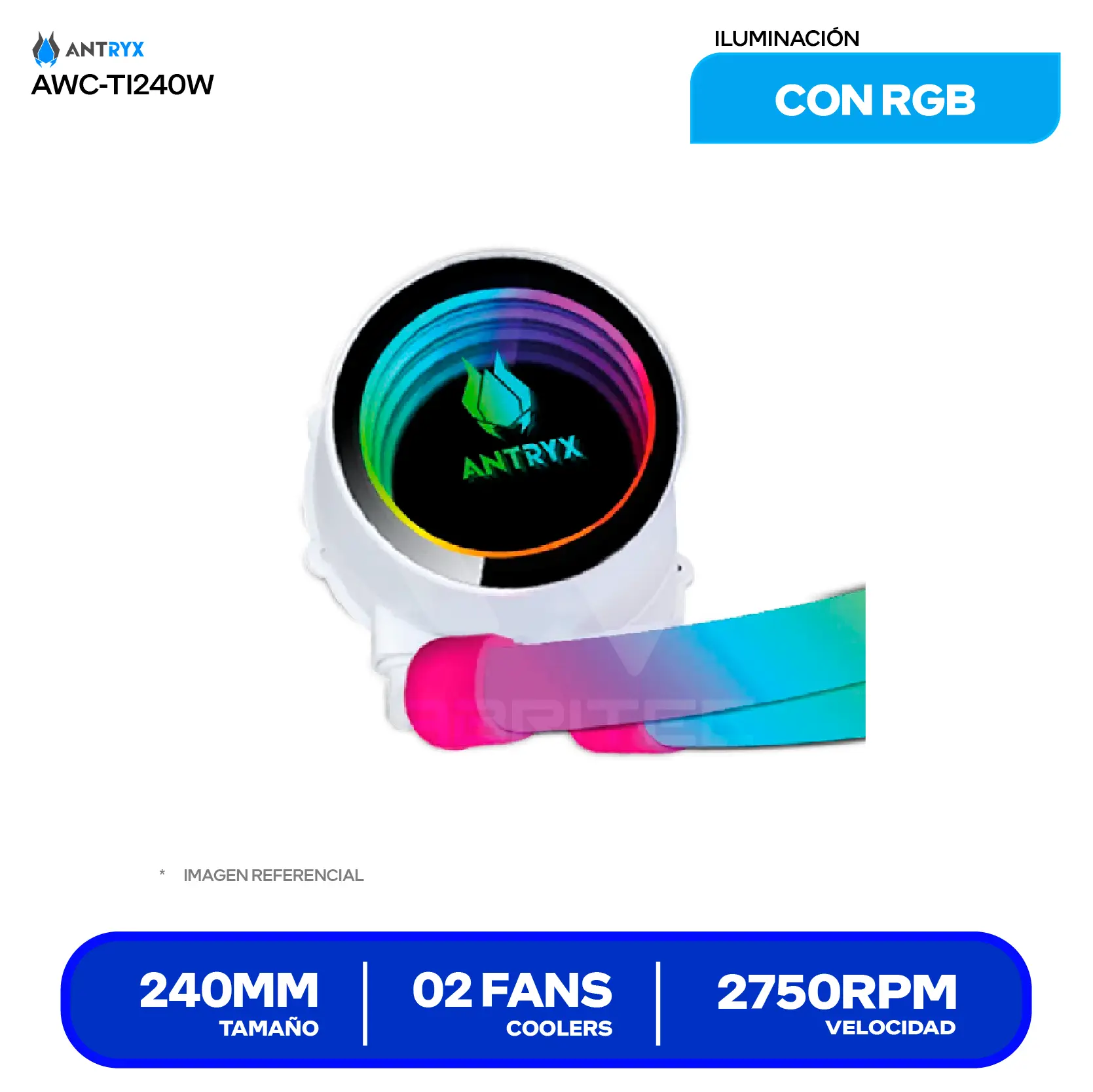 Enfriamiento Líquido Antryx Triton Infinity 240 Blanco (AWC-TI240W) 240mm, ARGB