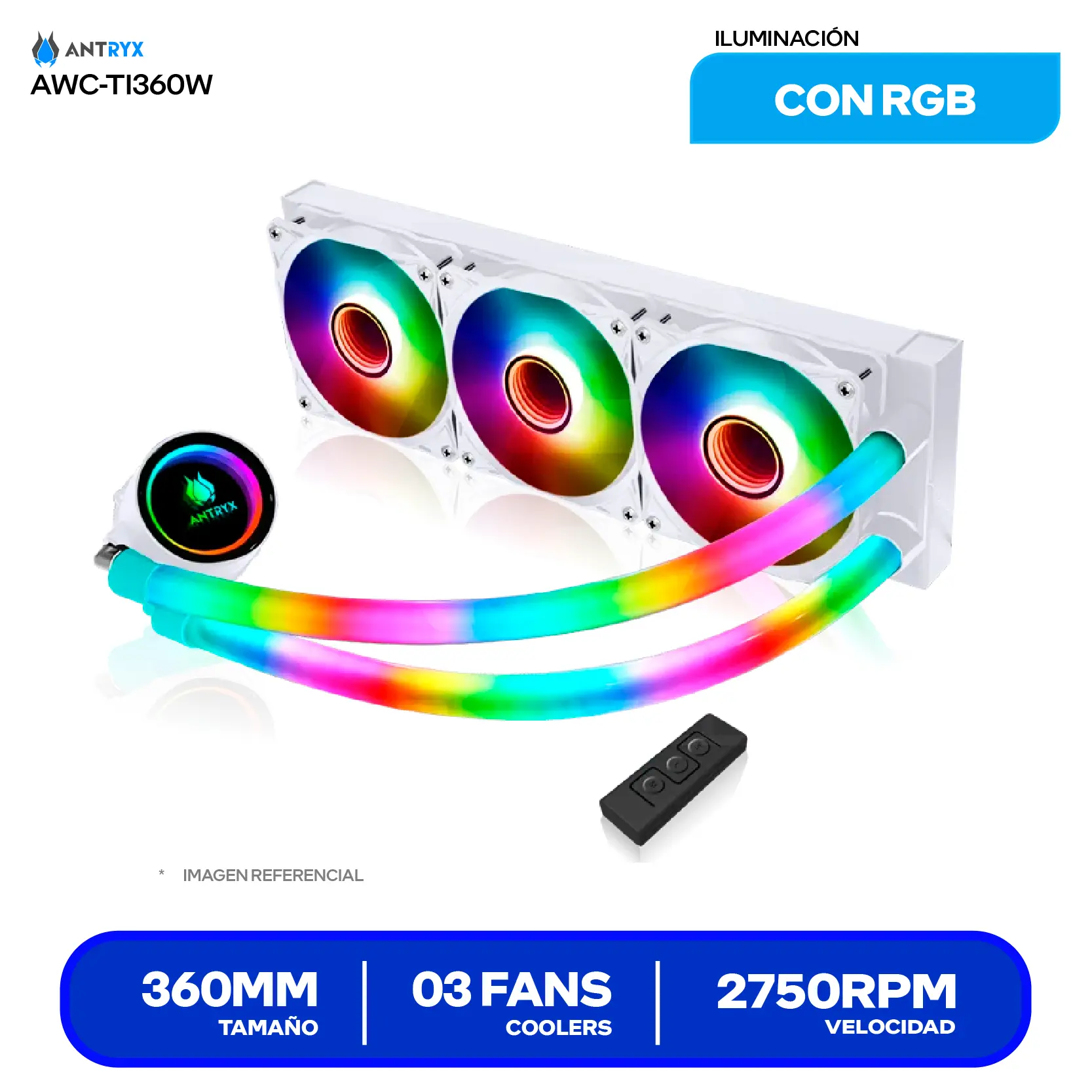 Enfriamiento Líquido Antryx Triton Infinity 360 White (AWC-TI360W) 360mm, ARGB