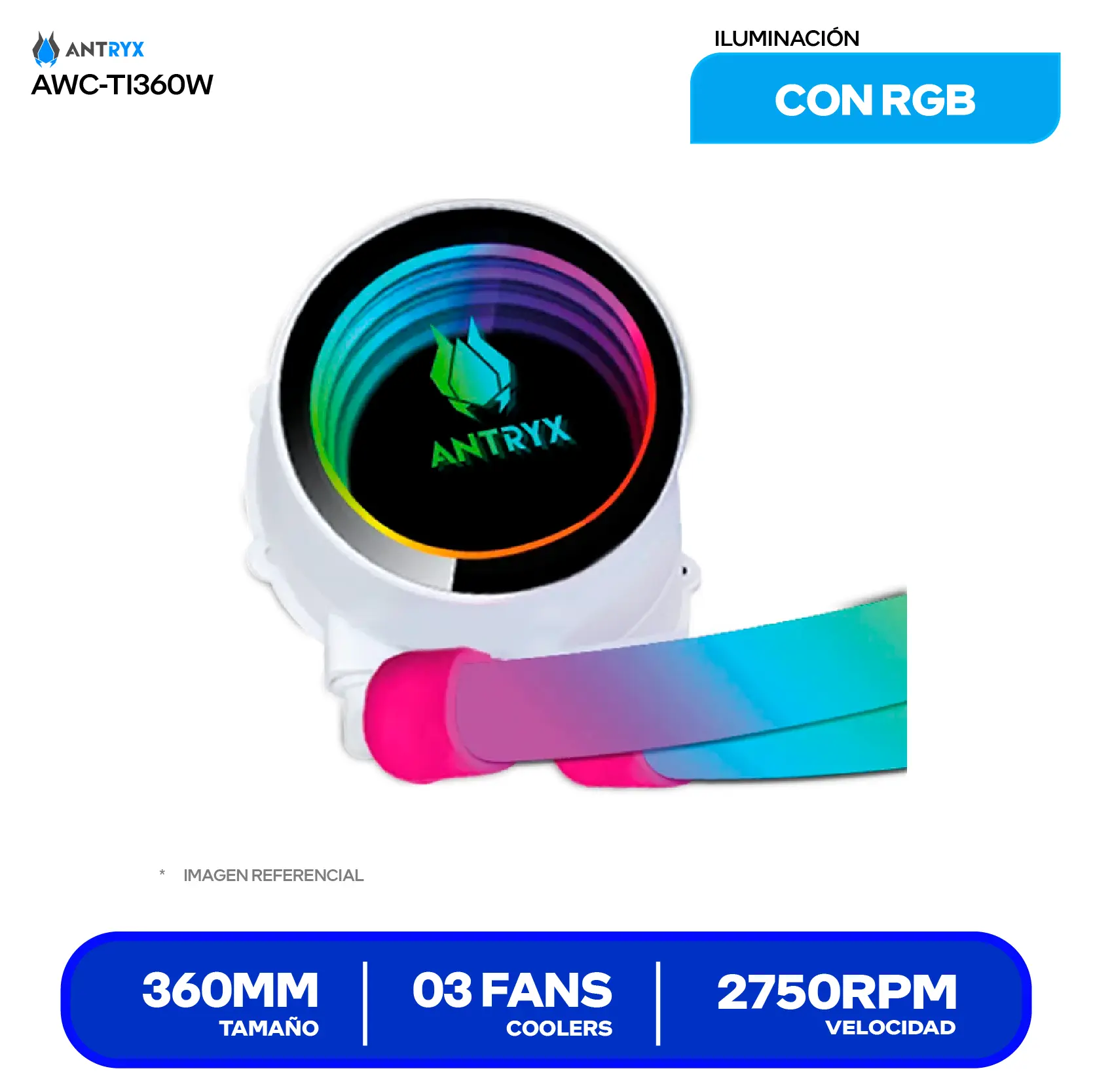 Enfriamiento Líquido Antryx Triton Infinity 360 White (AWC-TI360W) 360mm, ARGB