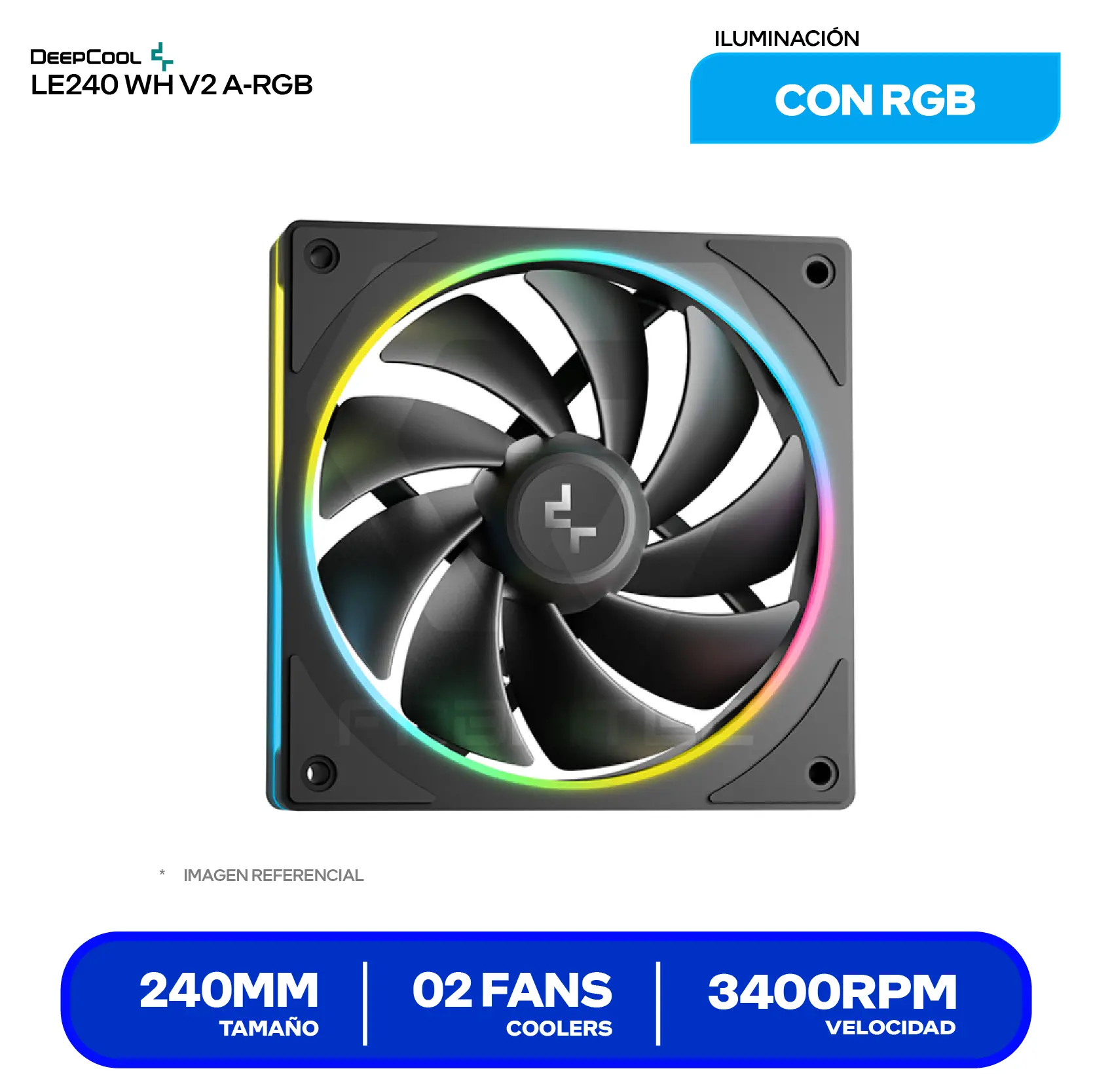 Enfriamiento Líquido DeepCool LM240 Black 240mm (R-LM240-BKDMMC-1) 240mm, A-RGB, Con pantalla LCD de 2.4"