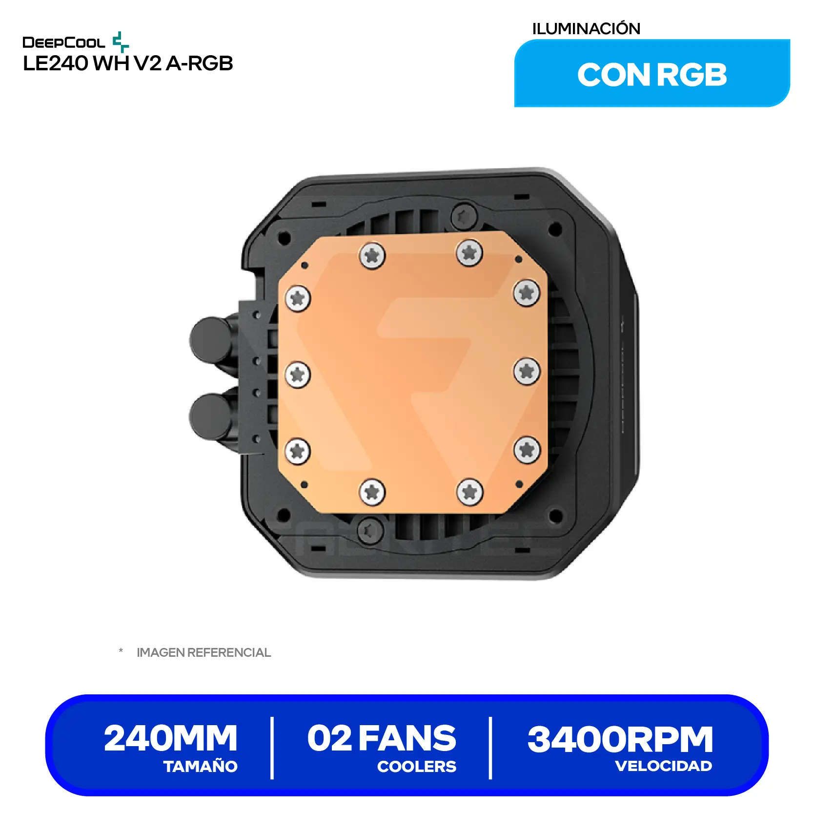 Enfriamiento Líquido DeepCool LM240 Black 240mm (R-LM240-BKDMMC-1) 240mm, A-RGB, Con pantalla LCD de 2.4"