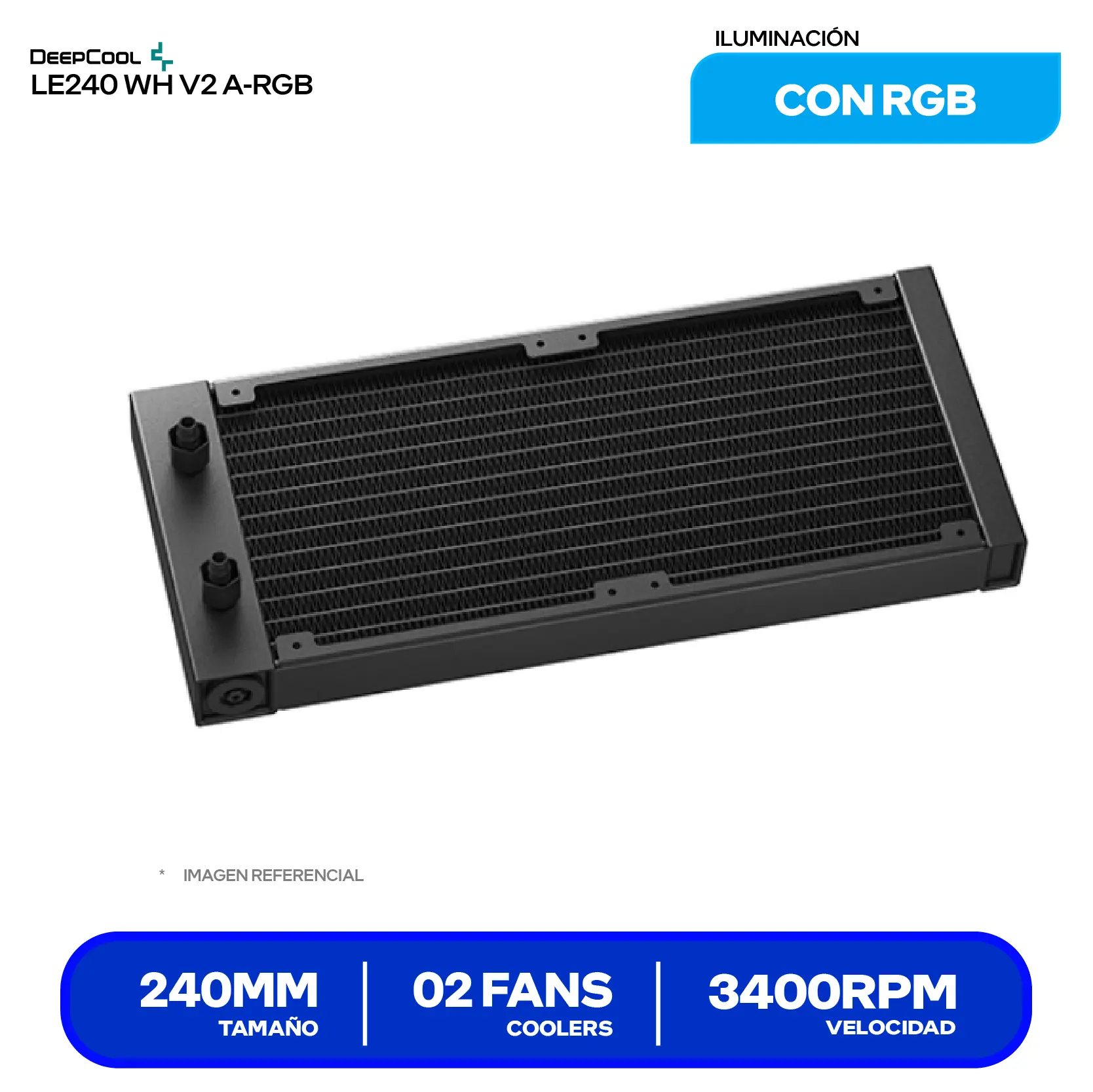 Enfriamiento Líquido DeepCool LM240 Black 240mm (R-LM240-BKDMMC-1) 240mm, A-RGB, Con pantalla LCD de 2.4"