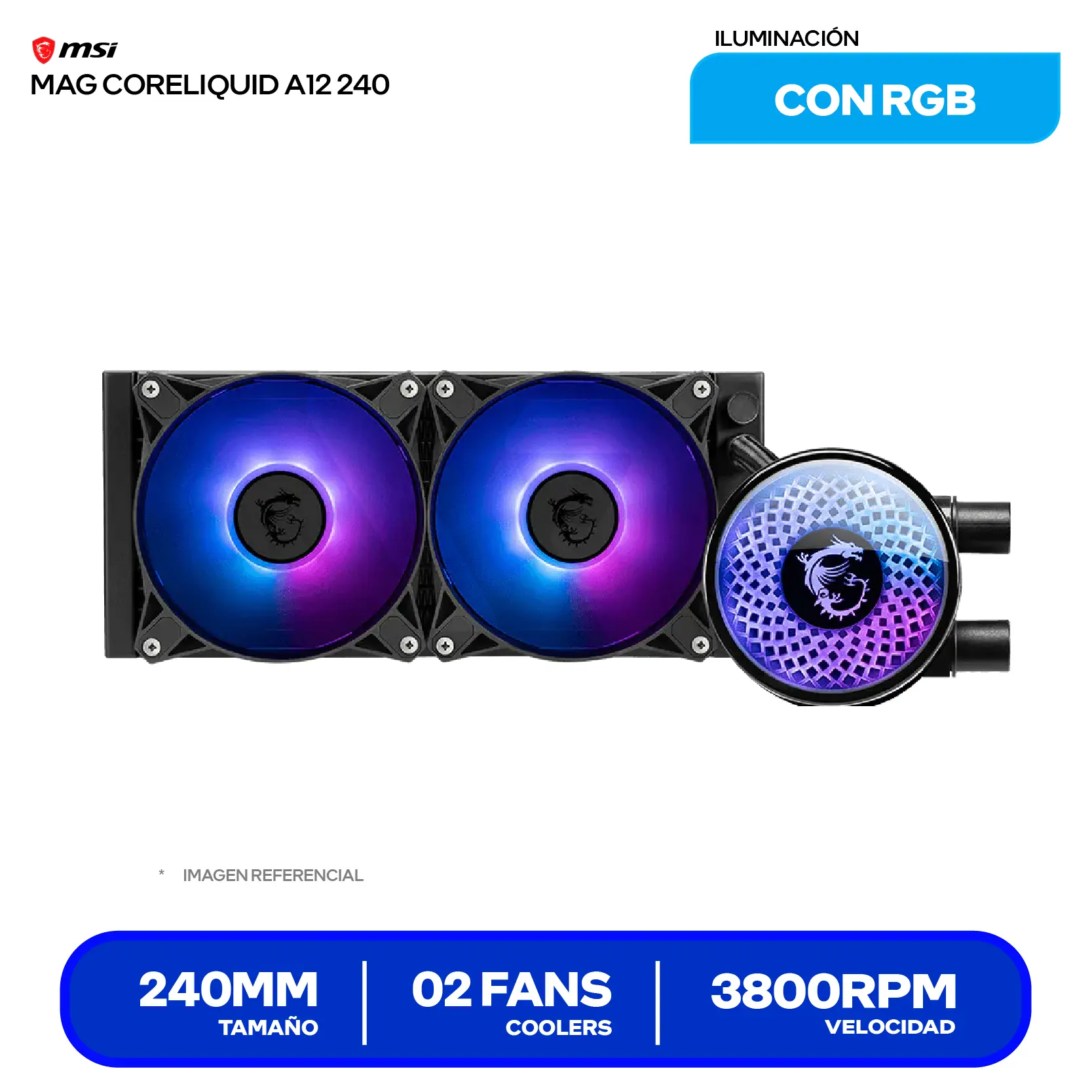 Enfriamiento Líquido MSI MAG CoreLiquid A12 240 (MAG CORELIQUID A12 240) 240 mm, ARGB