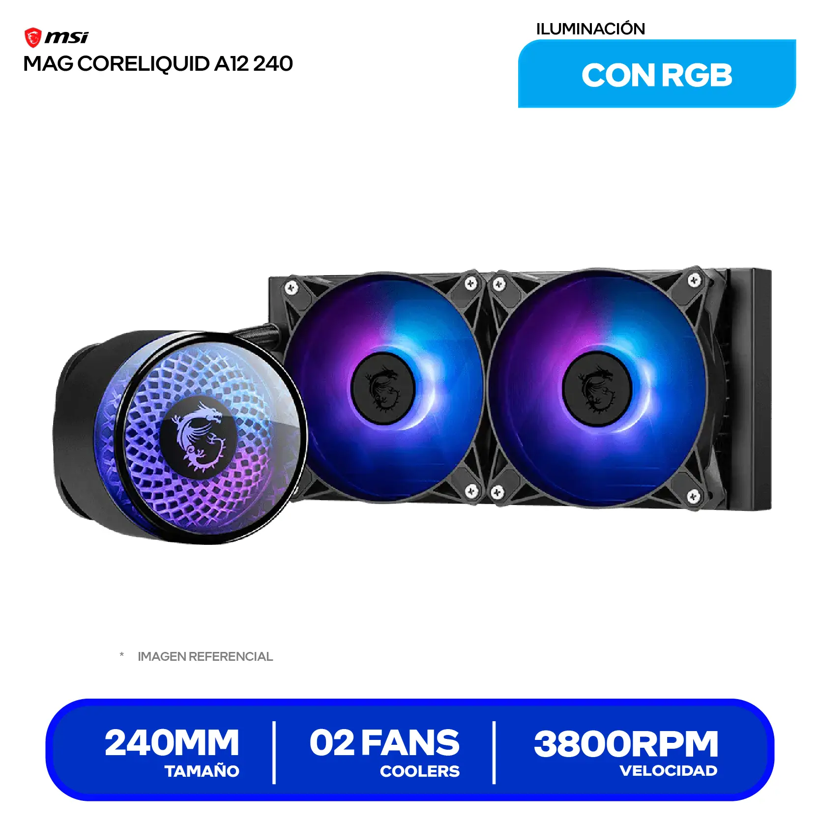 Enfriamiento Líquido MSI MAG CoreLiquid A12 240 (MAG CORELIQUID A12 240) 240 mm, ARGB