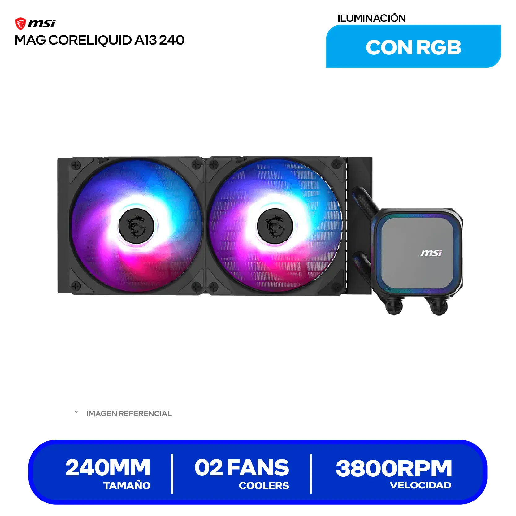 Enfriamiento Líquido MSI MAG CoreLiquid A13 240 (MAG CORELIQUID A13 240) 240mm, ARGB