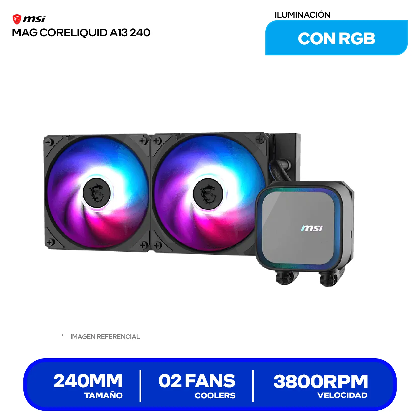 Enfriamiento Líquido MSI MAG CoreLiquid A13 240 (MAG CORELIQUID A13 240) 240mm, ARGB