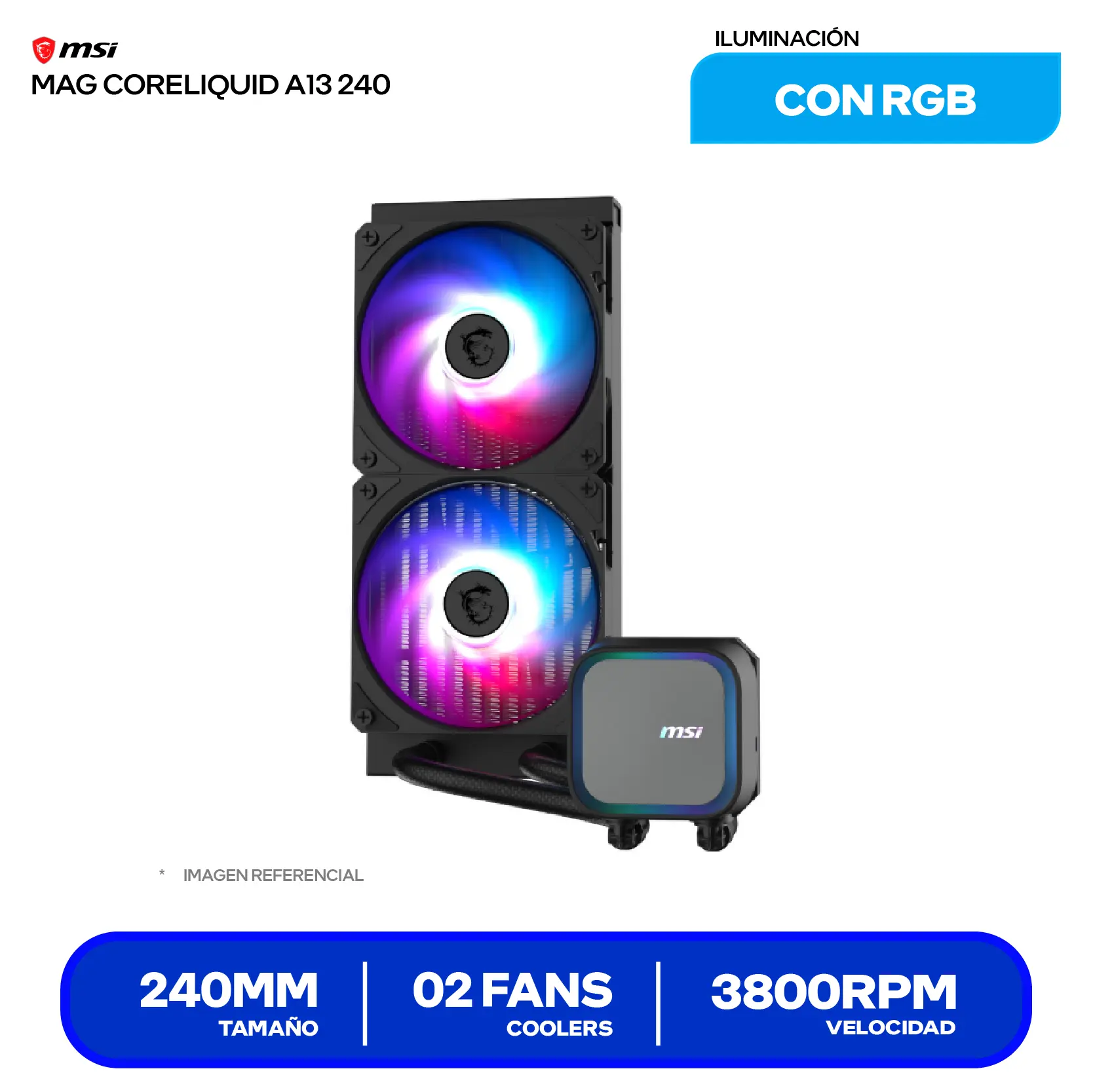 Enfriamiento Líquido MSI MAG CoreLiquid A13 240 (MAG CORELIQUID A13 240) 240mm, ARGB
