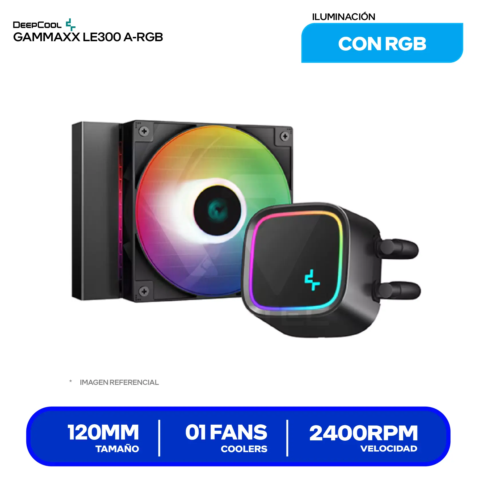 Enfriamiento Líquido DeepCool Gammaxx LE300 (R-LE300-BKLNMC-G-1) 120mm, LED
