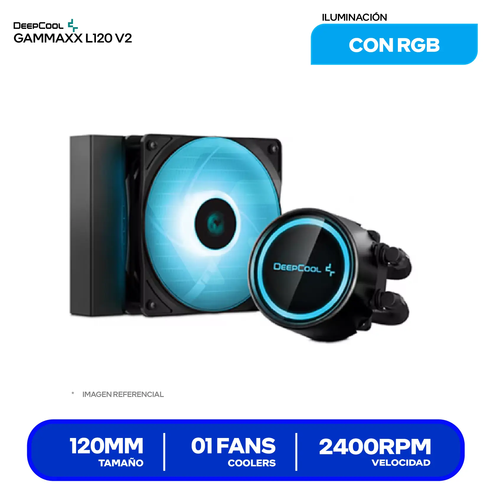 Enfriamiento Líquido DeepCool Gammaxx L120 V2 120mm (DP-H12RF-GL120V2) RGB