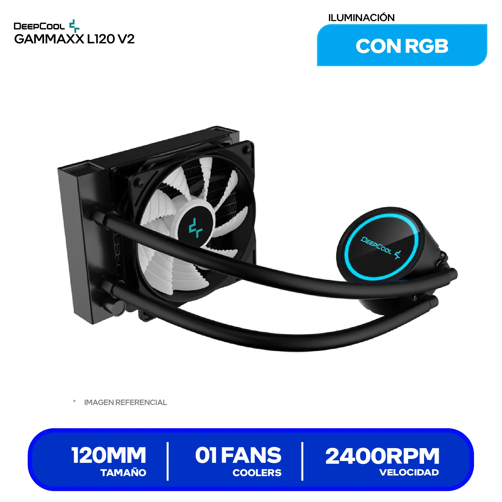 Enfriamiento Líquido DeepCool Gammaxx L120 V2 120mm (DP-H12RF-GL120V2) RGB