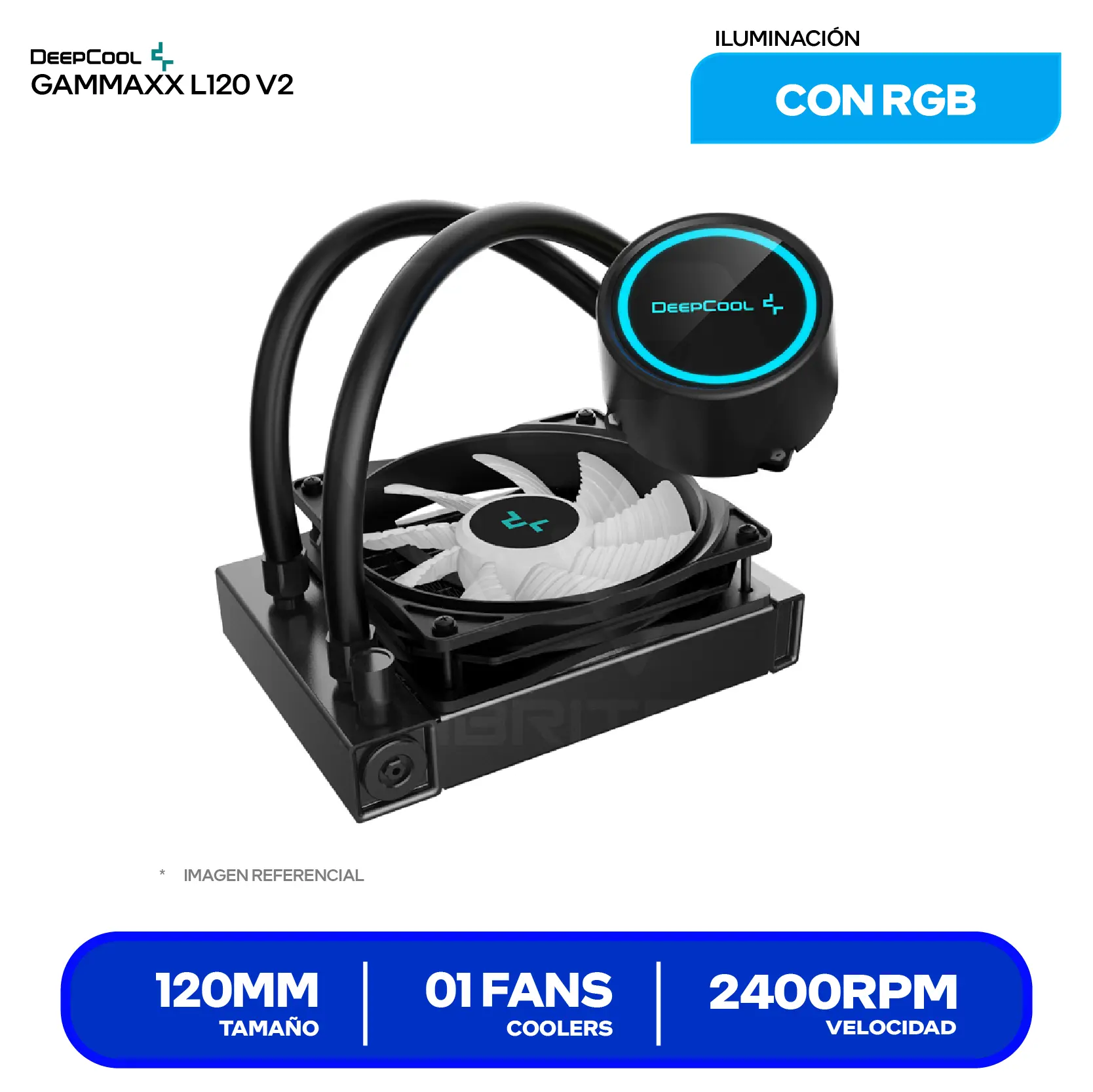 Enfriamiento Líquido DeepCool Gammaxx L120 V2 120mm (DP-H12RF-GL120V2) RGB
