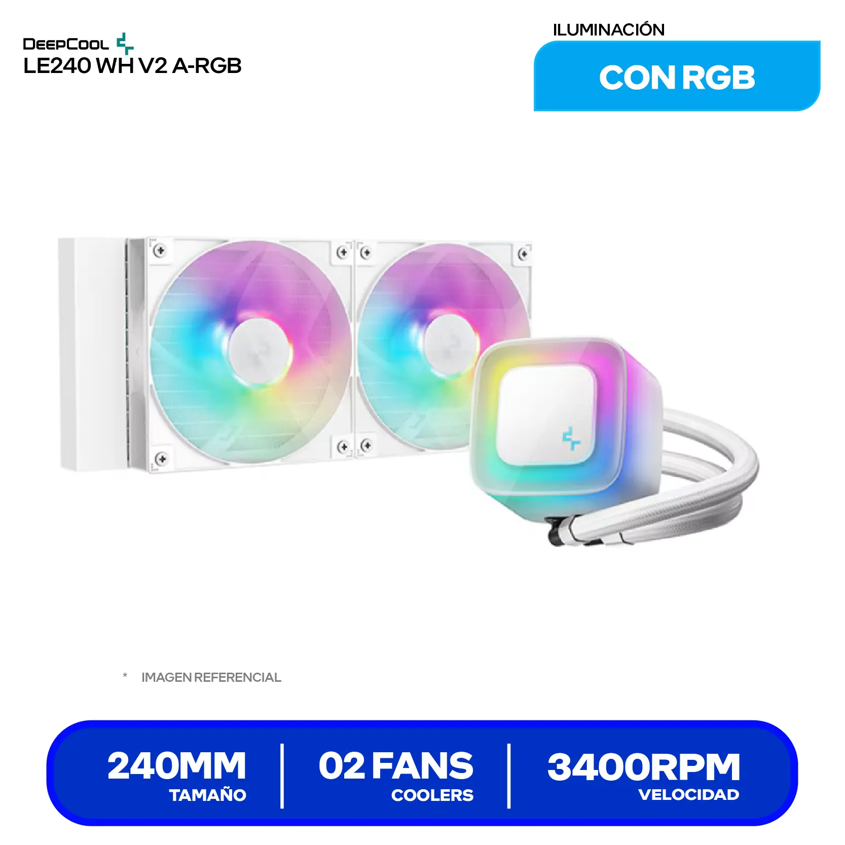 Enfriamiento Líquido DeepCool LE240 WH V2 White (R-LE240-WHAMMN-G-2) 240mm, A-RGB