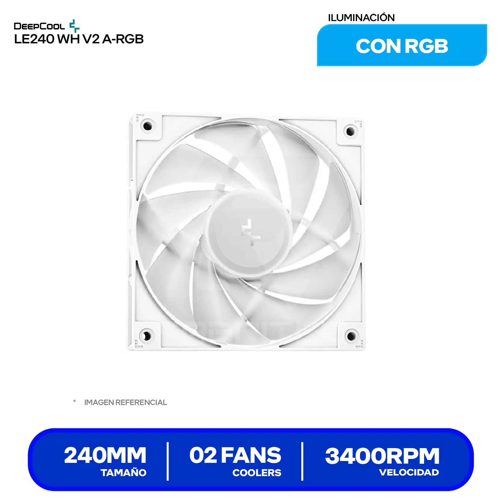 Enfriamiento Líquido DeepCool LE240 WH V2 White (R-LE240-WHAMMN-G-2) 240mm, A-RGB