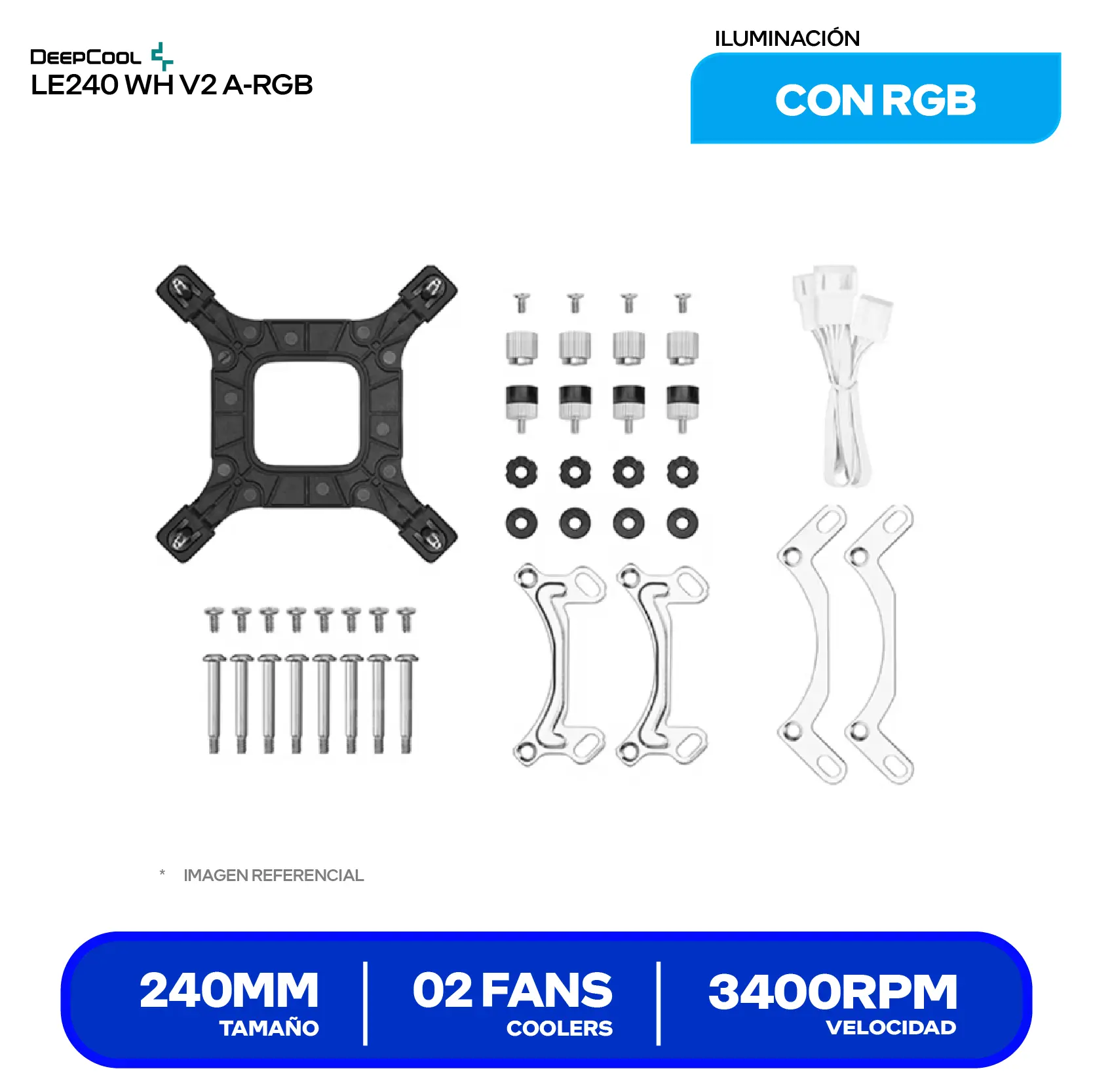 Enfriamiento Líquido DeepCool LE240 WH V2 White (R-LE240-WHAMMN-G-2) 240mm, A-RGB