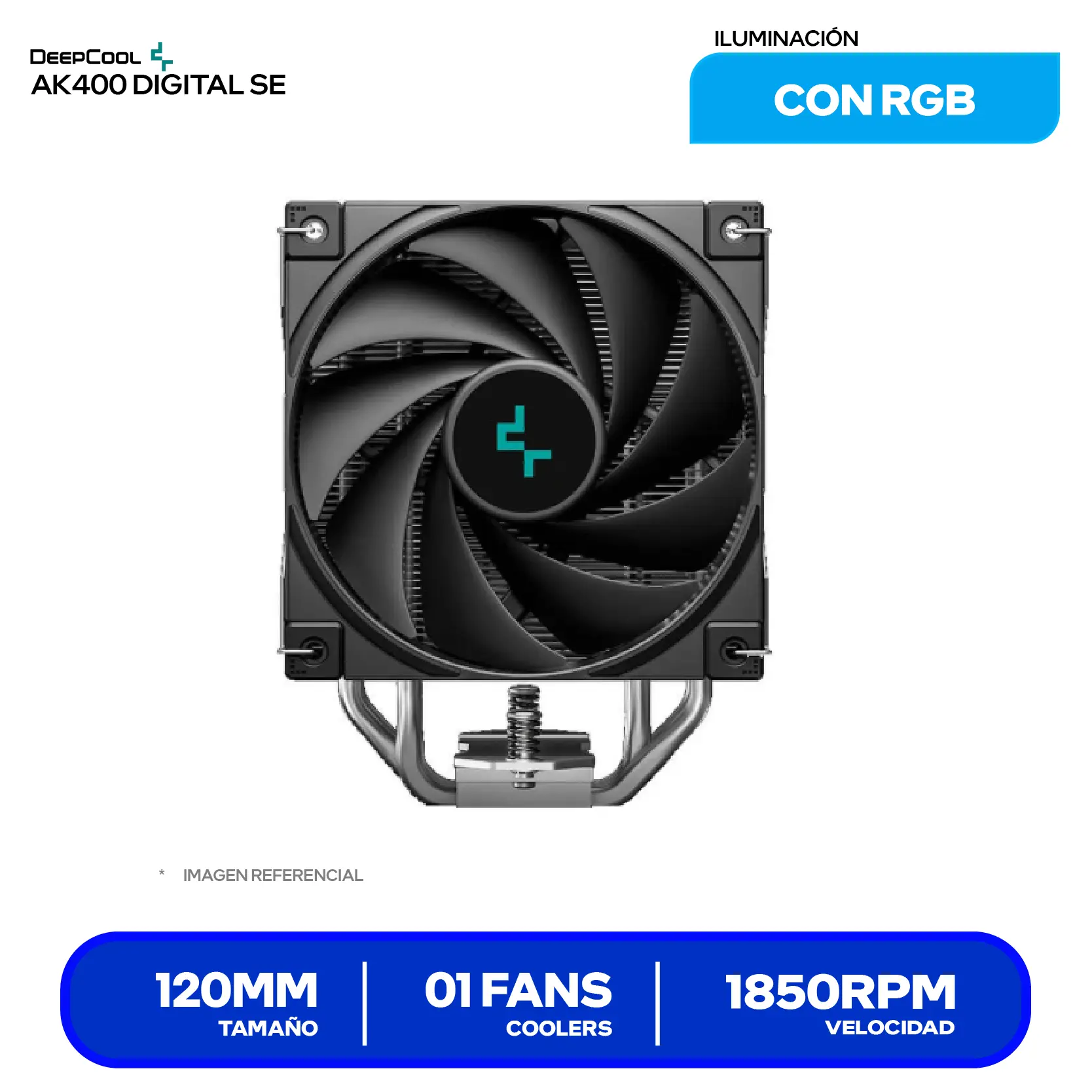 Cooler de procesador DeepCool AK400 Digital SE (R-AK400-BKADMN-GJD) 120mm, Intel / AMD, ARGB