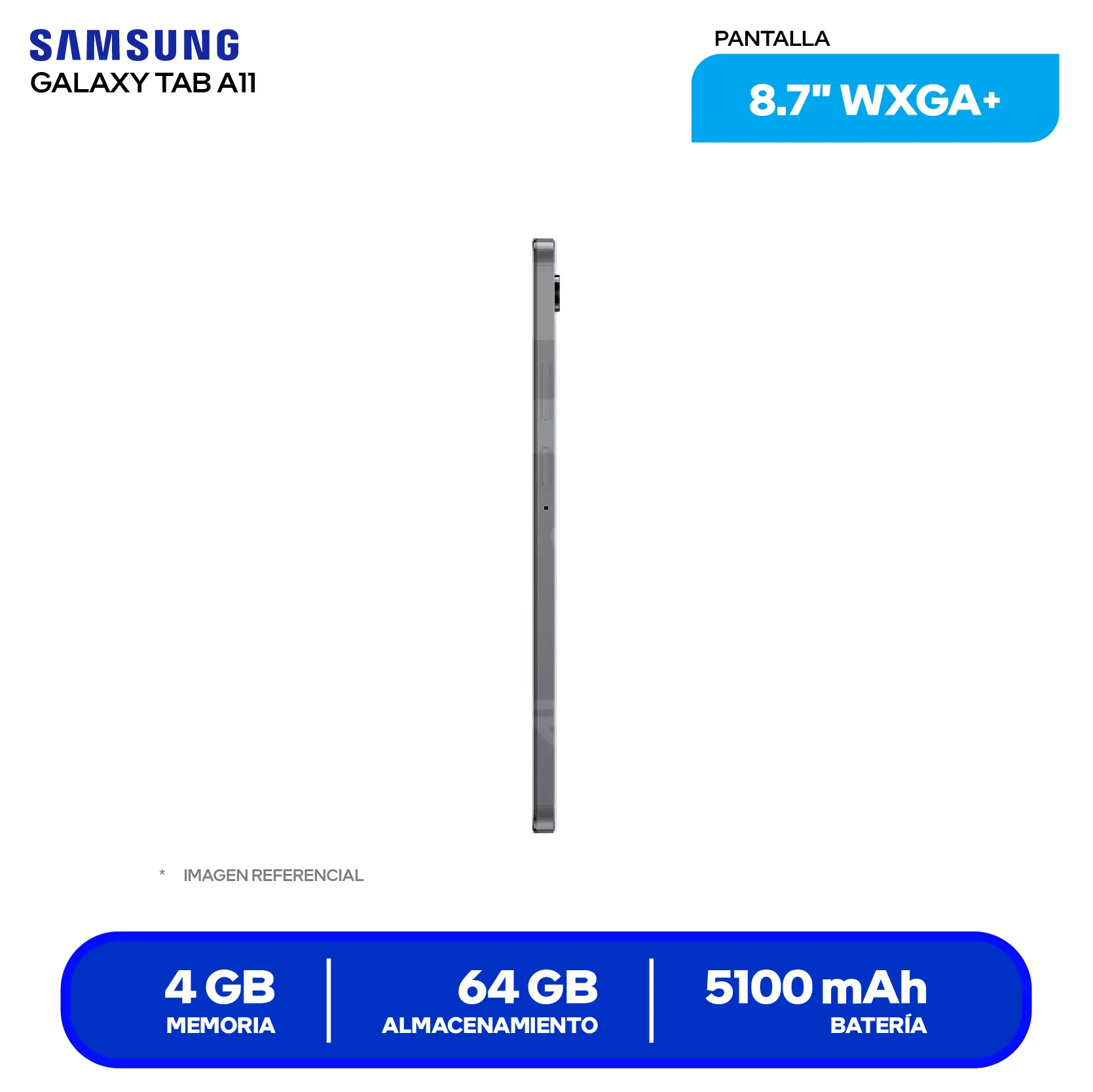 Tablet Samsung Galaxy Tab A11 (SM-X135GZAAPEO) 4GB RAM, 64GB, 8.7'' WXGA+, 4G LTE