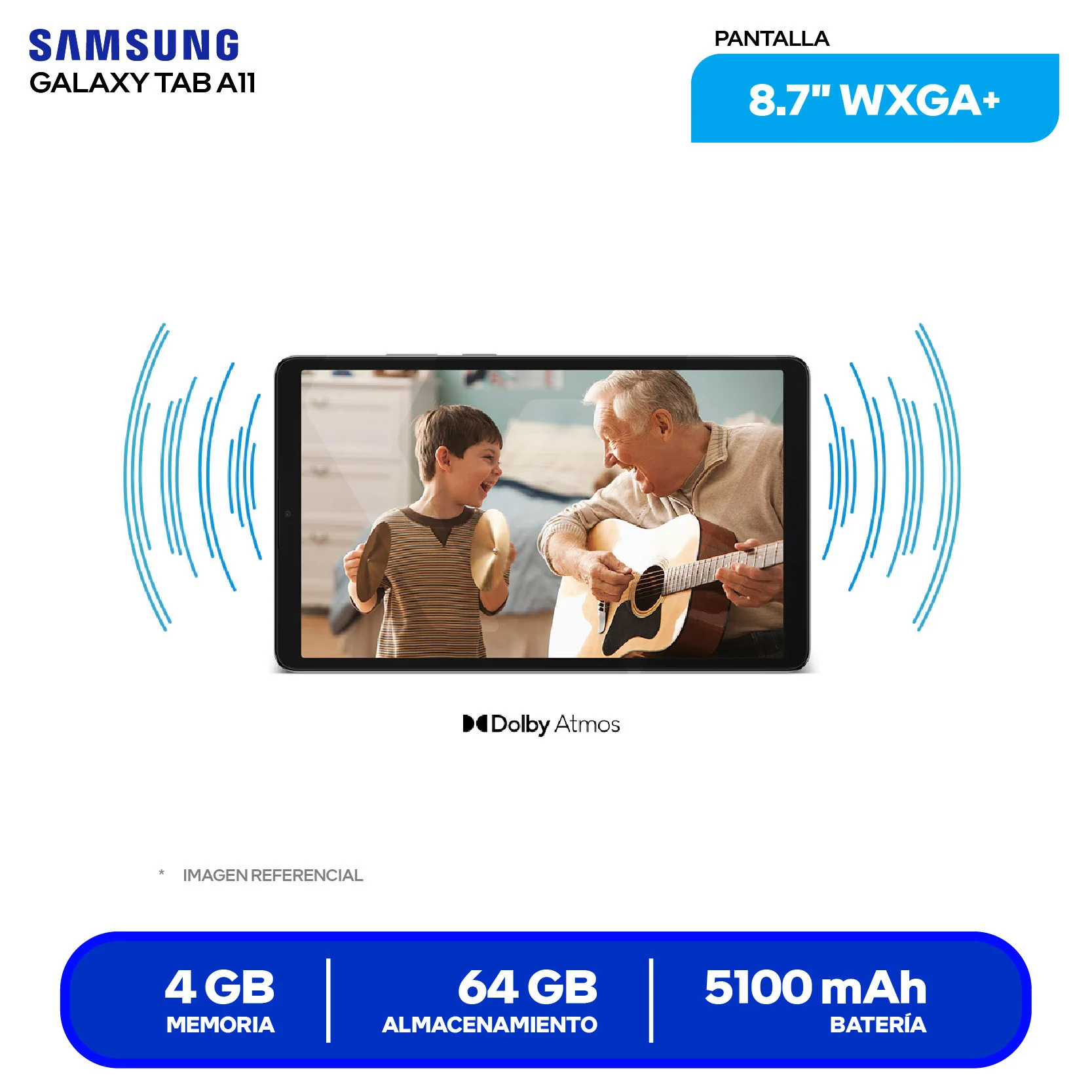 Tablet Samsung Galaxy Tab A11 (SM-X133NZAAPEO) 4GB RAM, 64GB, 8.7'' WXGA+