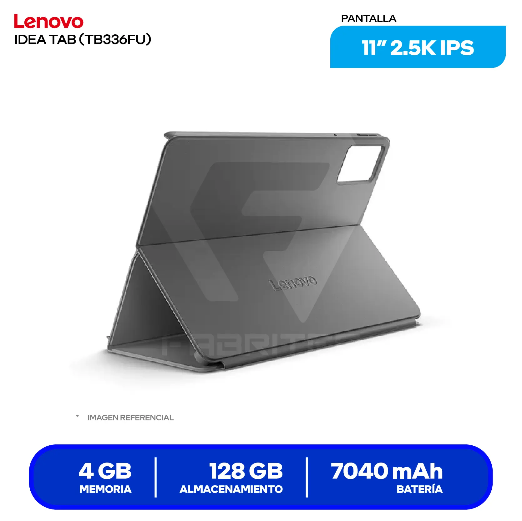 Tablet Lenovo Idea Tab TB336FU (ZAFR0908PE) 4GB RAM, 128GB, 11'' 2.5K IPS, Incluye Lápiz y Case
