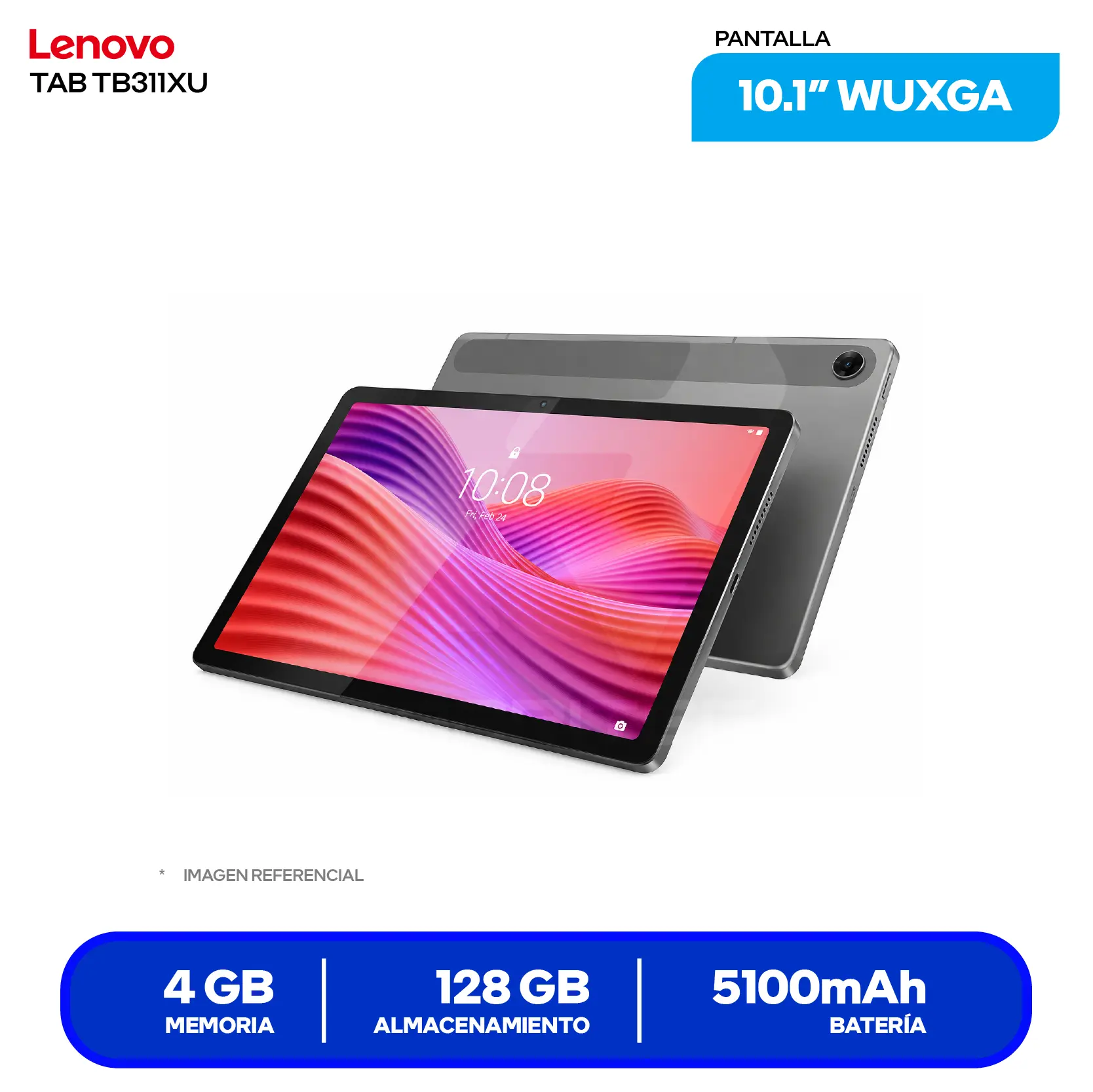 Tablet Lenovo Tab (TB311XU) 4GB RAM, 128GB, 10.1'' WUXGA IPS, Incluye Case Folio