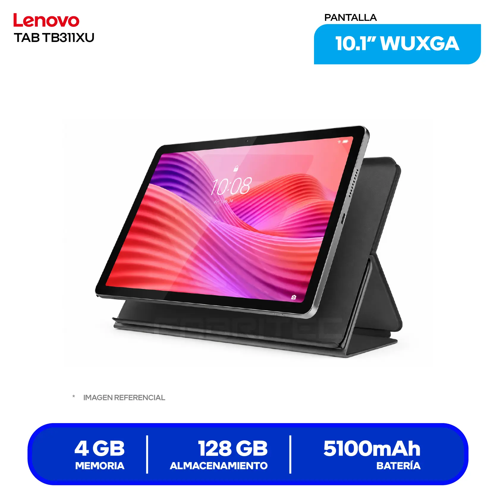 Tablet Lenovo Tab (TB311XU) 4GB RAM, 128GB, 10.1'' WUXGA IPS, Incluye Case Folio
