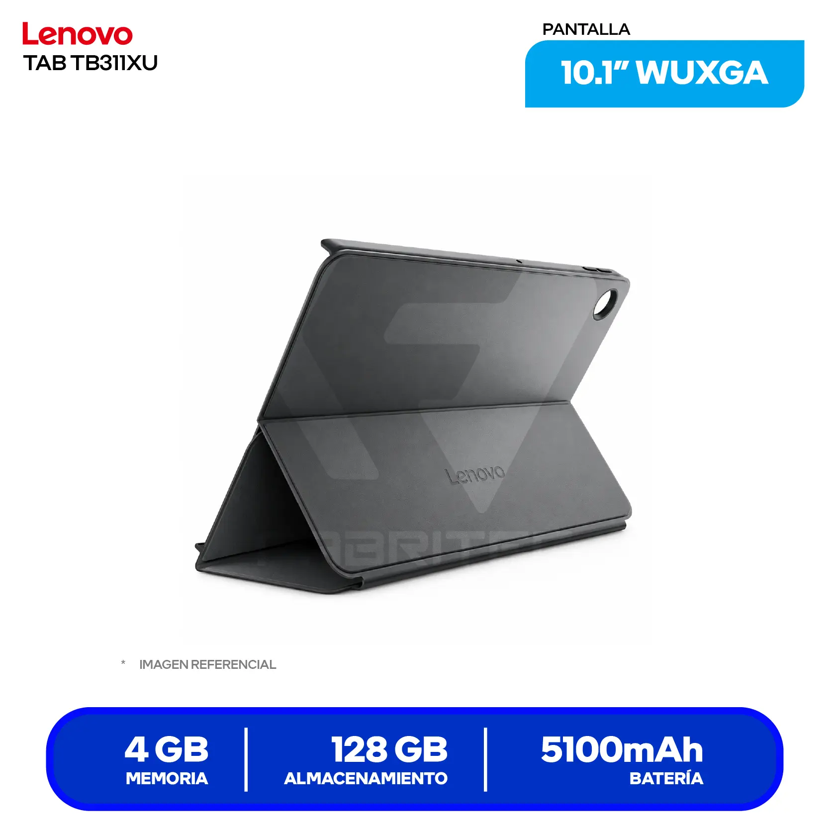 Tablet Lenovo Tab (TB311XU) 4GB RAM, 128GB, 10.1'' WUXGA IPS, Incluye Case Folio