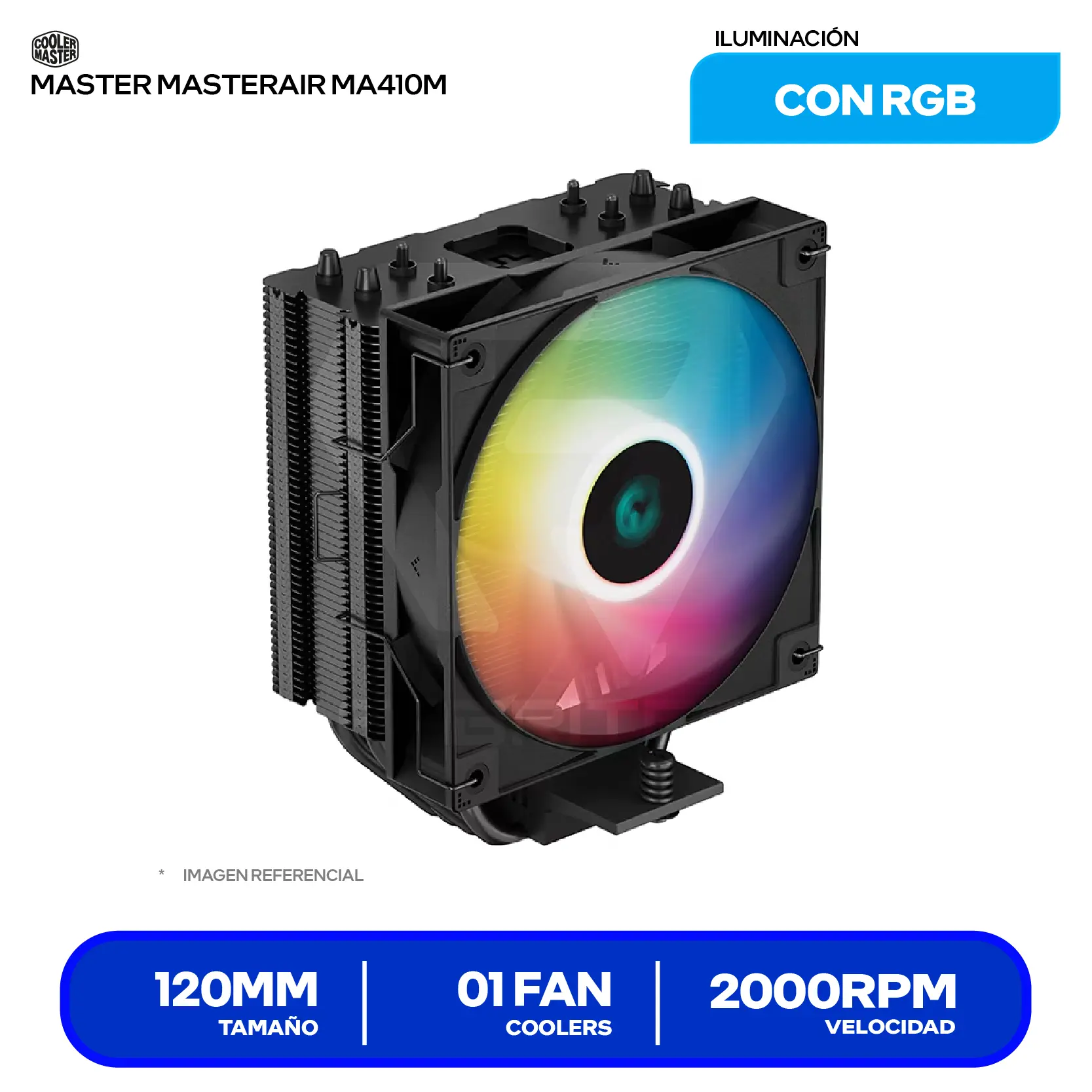 Cooler de procesador DeepCool AG400 BK (R-AG400-BKANMC-G-2) 120mm, Intel / AMD, ARGB