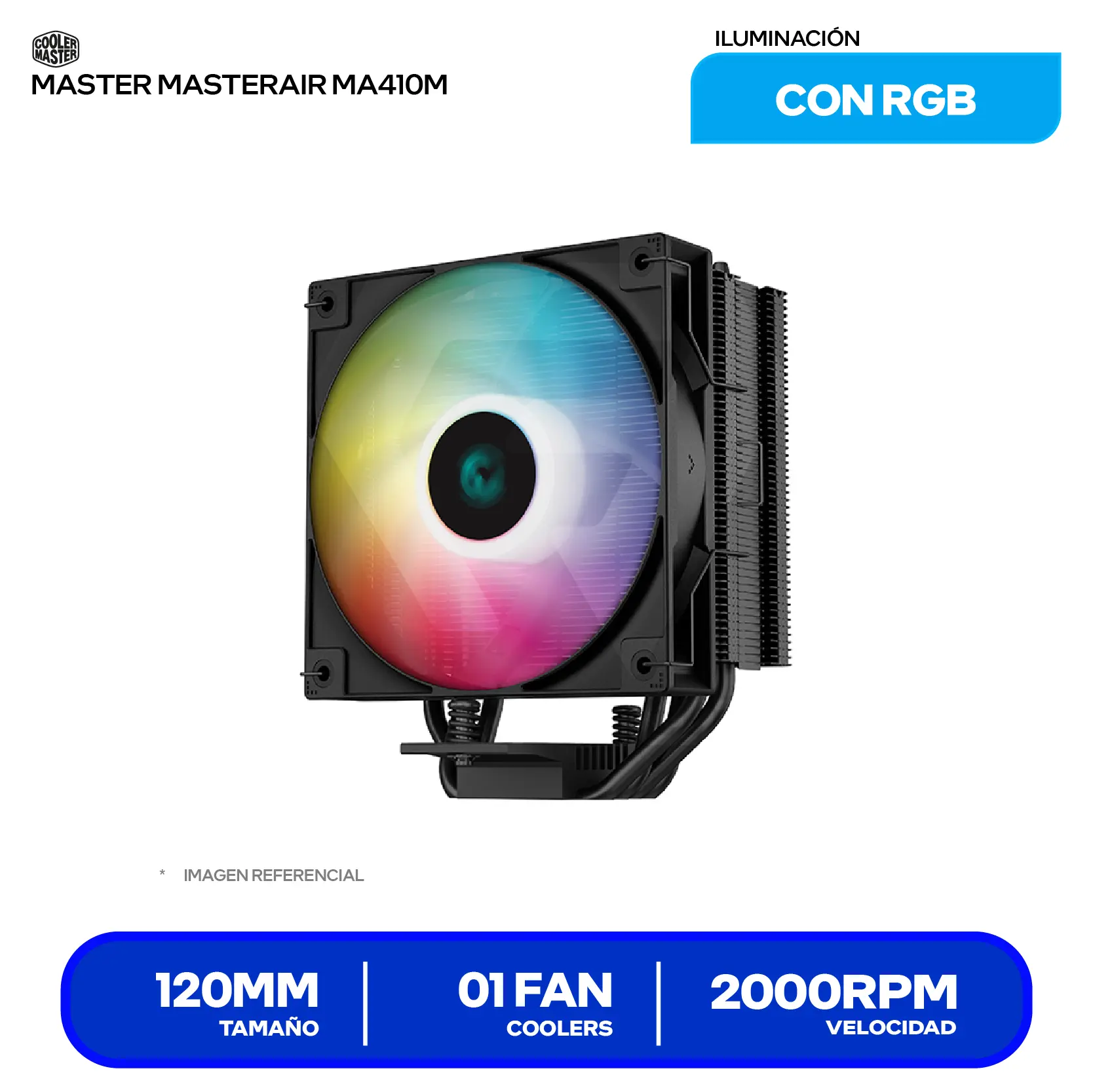 Cooler de procesador DeepCool AG400 BK (R-AG400-BKANMC-G-2) 120mm, Intel / AMD, ARGB