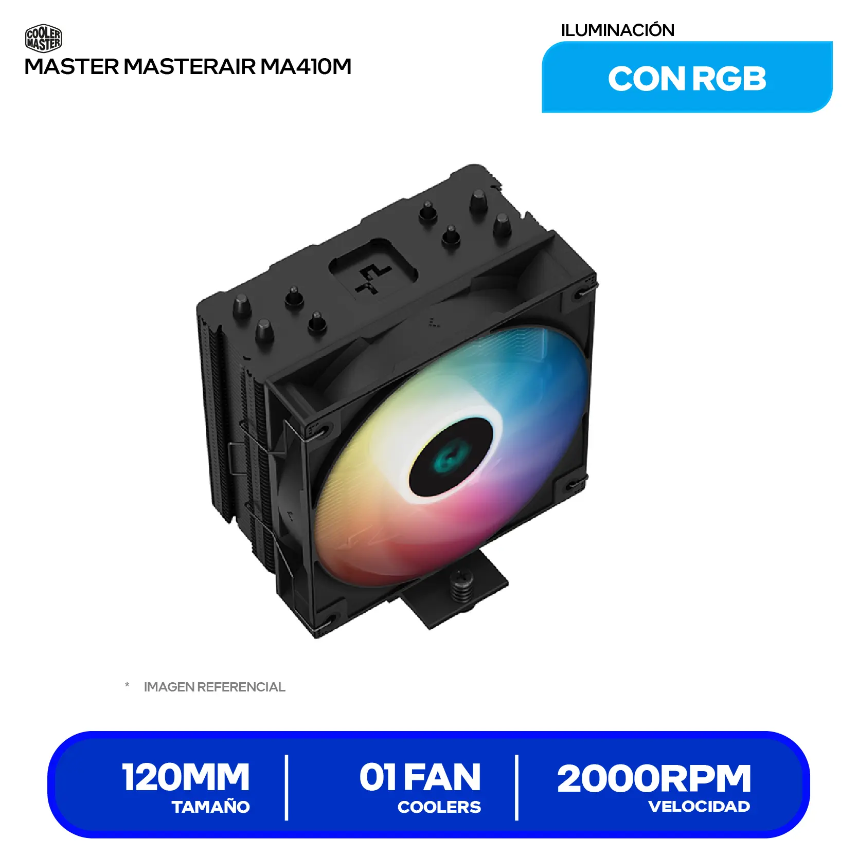 Cooler de procesador DeepCool AG400 BK (R-AG400-BKANMC-G-2) 120mm, Intel / AMD, ARGB