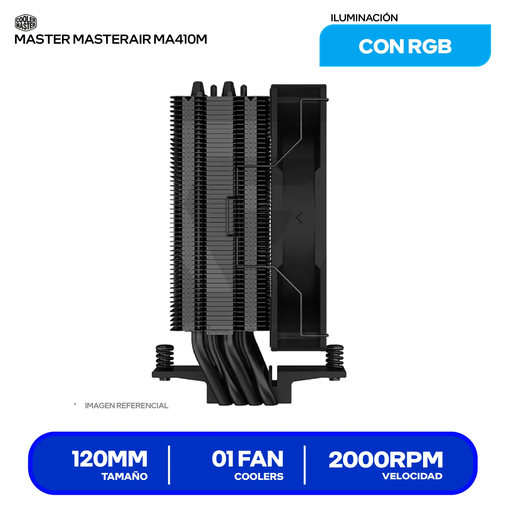 Cooler de procesador DeepCool AG400 BK (R-AG400-BKANMC-G-2) 120mm, Intel / AMD, ARGB