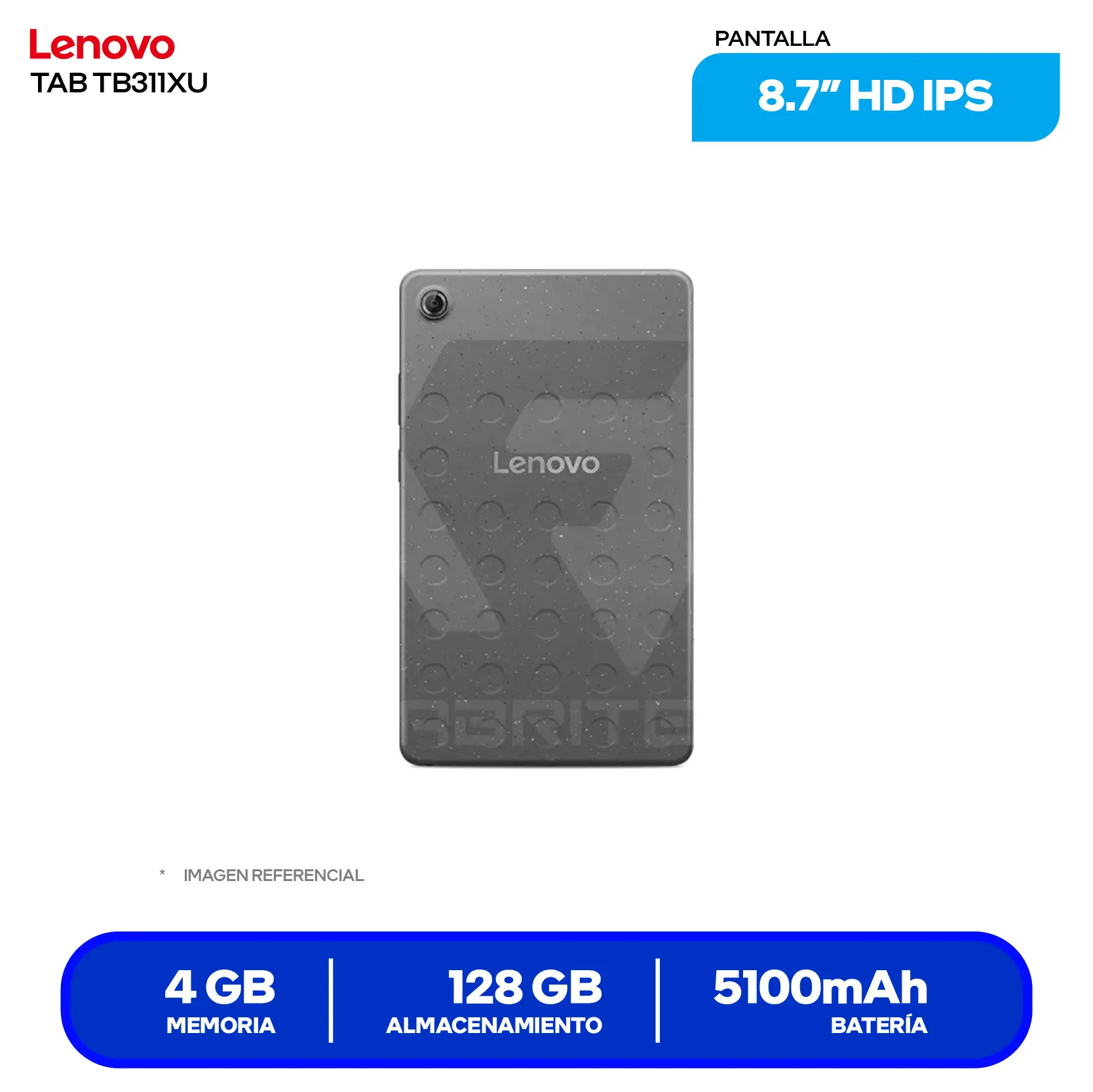 Tablet Lenovo Tab One (TB305XU) 4GB RAM, 128GB, 8.7'' HD IPS, 4G LTE, Incluye Case Folio